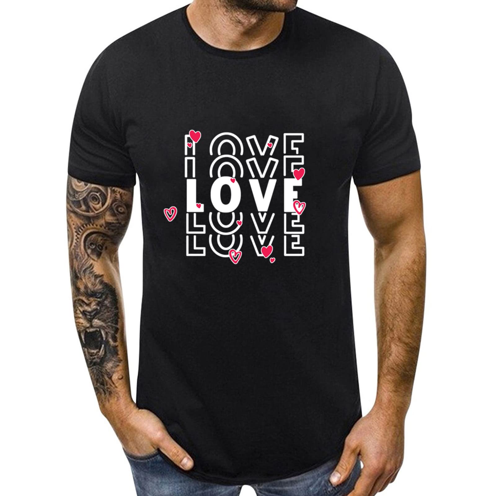 Valentine's Day Matching Couple Tank Tops - Short Sleeve Halter Tops for Women & Men - Printed Love Shirts for Couples Gifts - Perfect for Date Nights, Anniversaries and Romantic Getaways
