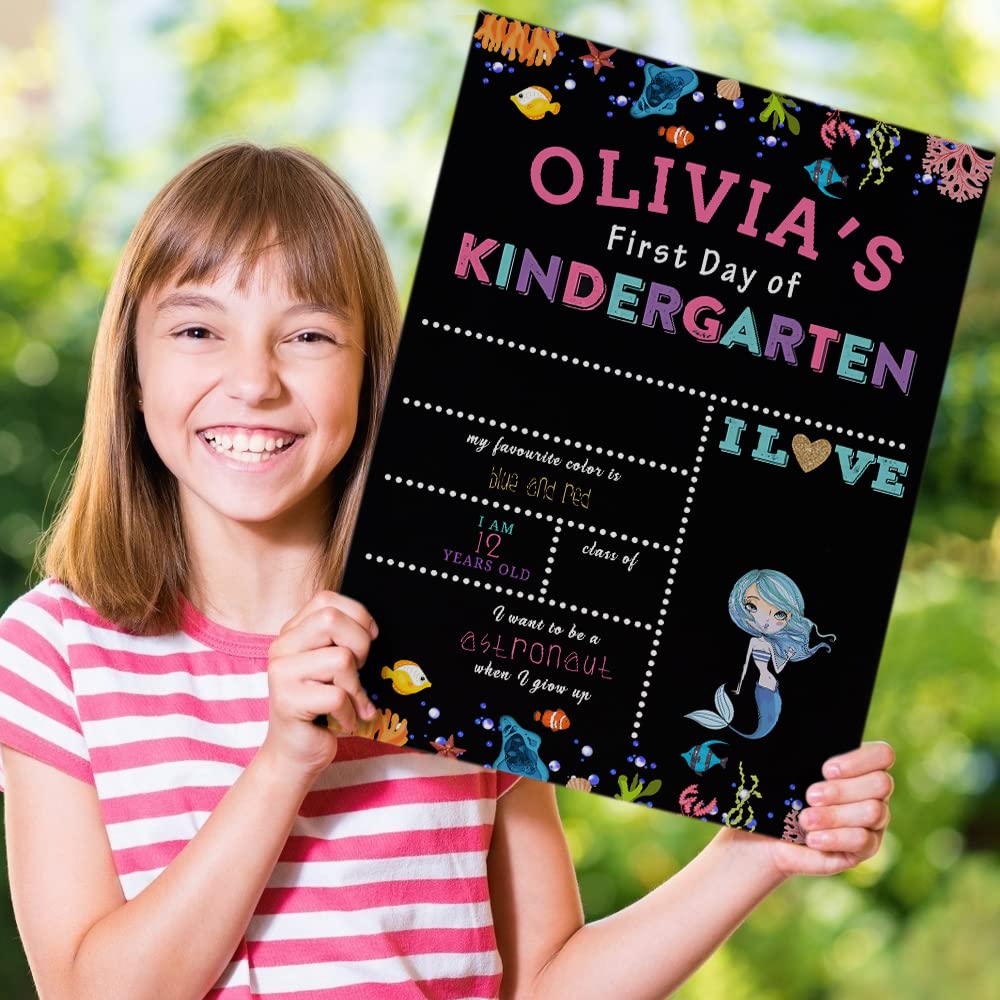 Personalized First Day of Kindergarten Chalkboard Sign - Custom Reusable Back to School Board for Boys & Girls - Perfect for School Photos, Classroom Decor, and Memory Keepsakes