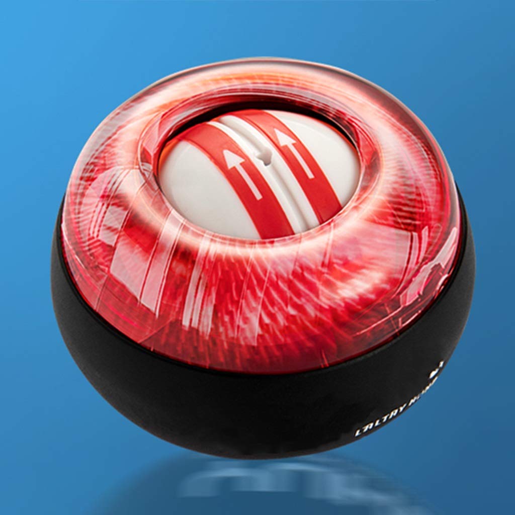 Gyro Ball Wrist Strengthener - LED Light Up Metal Silent Power Ball for Hand & Forearm Workout - Red Fitness Gyroscope for Rehabilitation, Grip Training & Stress Relief