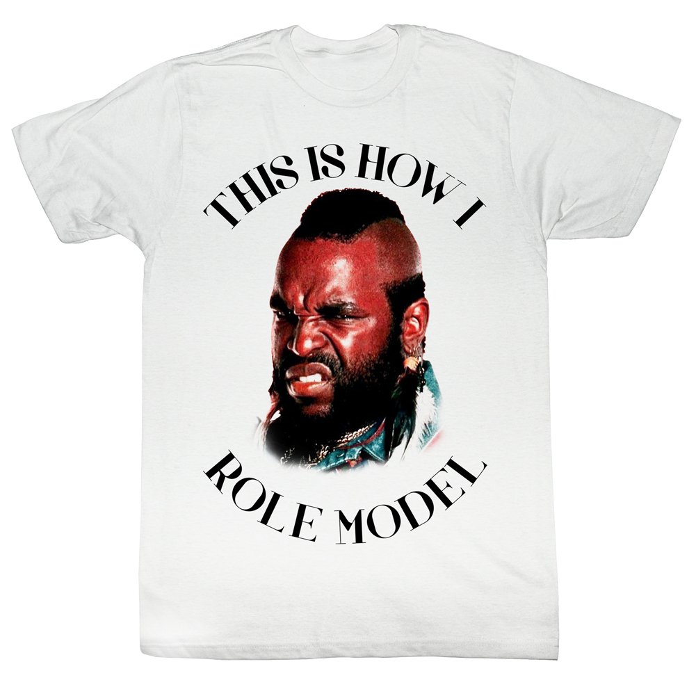 Mr. T Role Model Graphic T-Shirt for Men - White Cotton Tee (Small) - Perfect for Casual Wear, Gym, and Street Style