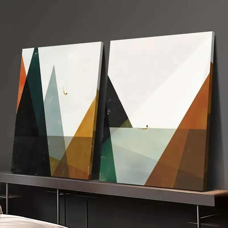 2Pcs Minimalist Geometric Nordic Style Abstract Canvas Wall Art - 50x75cm Framed High-Quality Print - 100% Australian Made - Ready to Hang - Perfect for Living Room, Bedroom & Office Decor