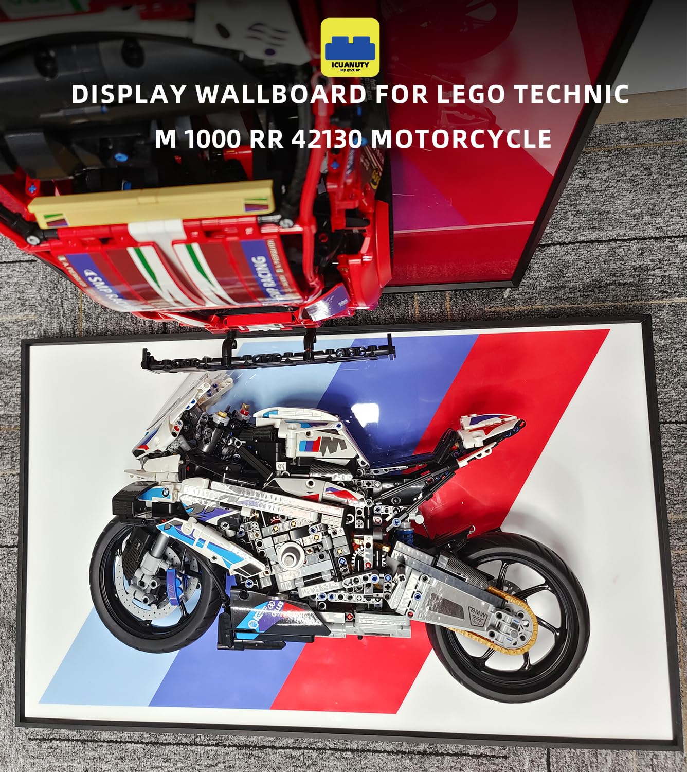 **LEGO Technic BMW M 1000 RR 42130 Motorcycle Model Kit - Wall Mount Display Panel for Adult Collectors, Building Blocks Enthusiasts & LEGO Lovers - Perfect for Home Office, Man Cave & Gift Giving**