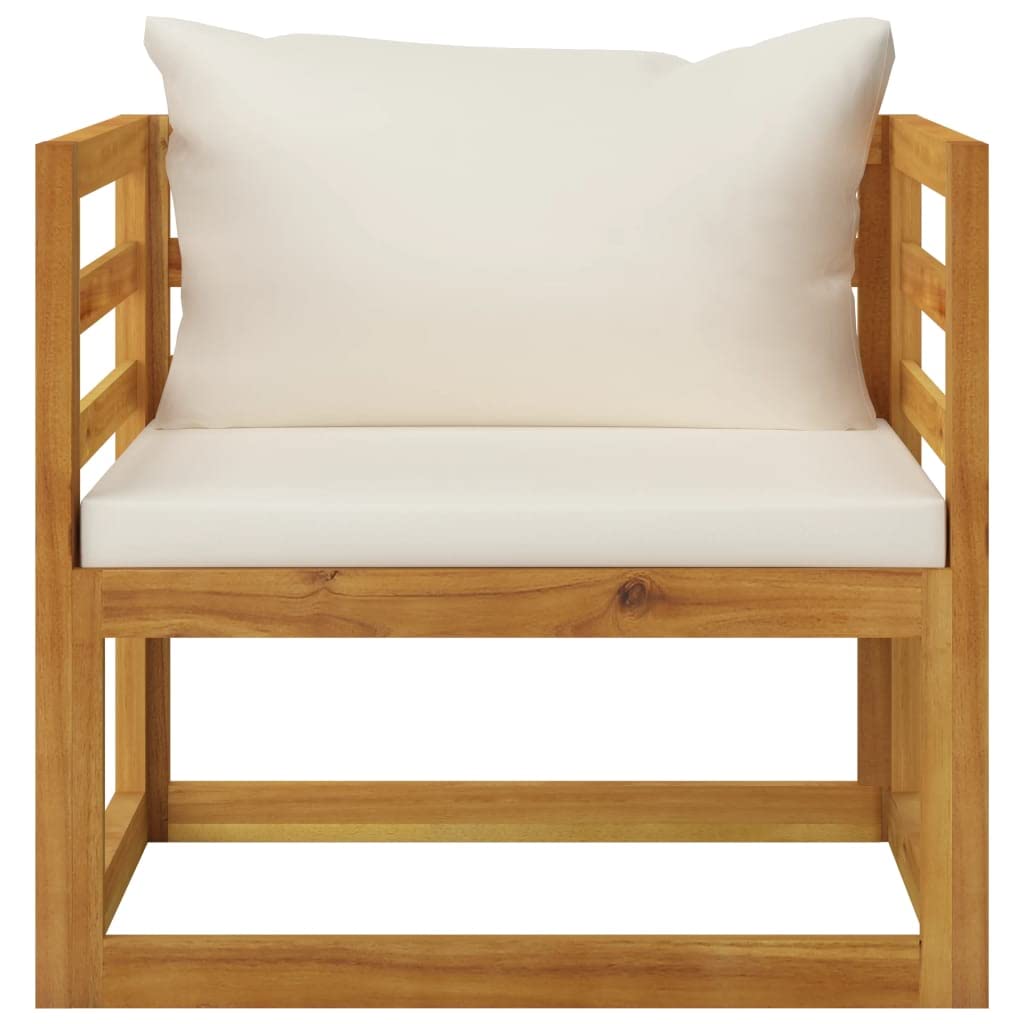 Premium CHARMMA Patio Chair with Cream Cushions - Solid Acacia Wood Outdoor Furniture for Garden, Poolside & Backyard Relaxation