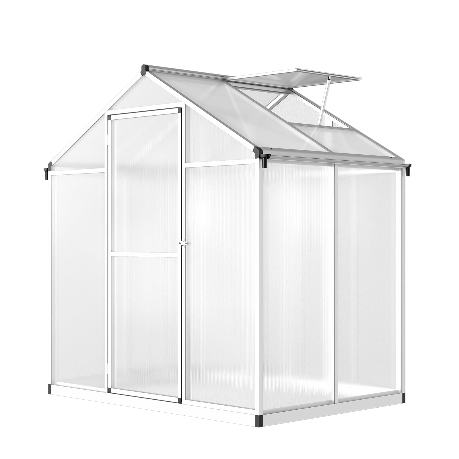 Garvee 6x4 FT Polycarbonate Greenhouse for Outdoors - Quick Setup Aluminum Walk-in Greenhouse with Roof Vent for Garden & Backyard | Perfect for Growing Vegetables, Flowers & Herbs Year-Round