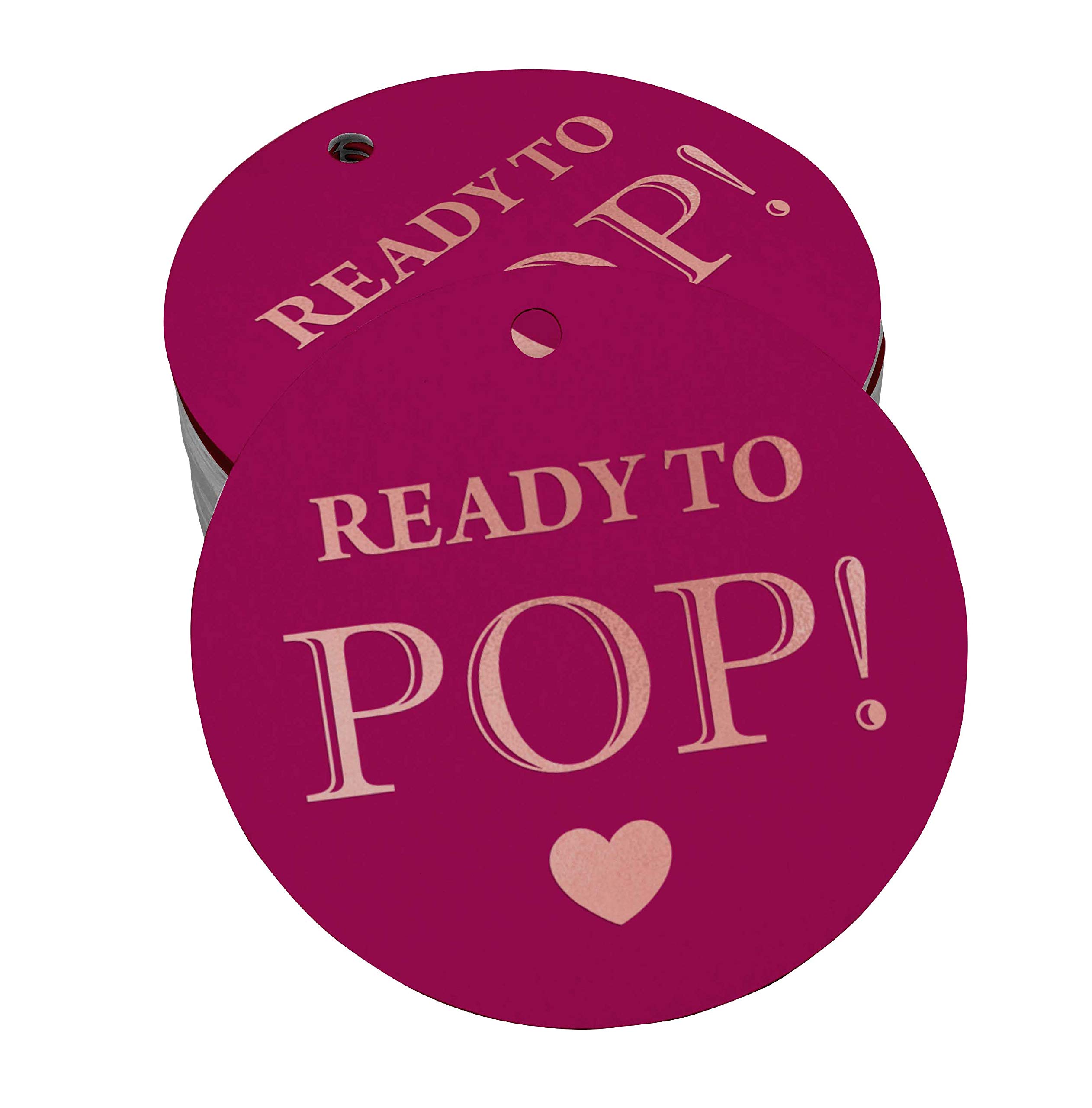 50pcs Real Rose Gold Foil Baby Shower Favor Tags - Ready to Pop Hang Tags for Gender Reveal, Bridal Shower & Birthday Party Decorations