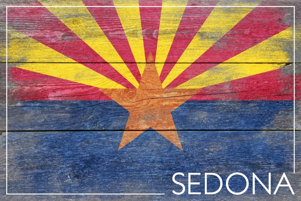 Rustic Arizona State Flag Wall Art Print - 24x36 Signed Poster, Sedona Inspired Home Decor for Living Room, Bedroom & Office