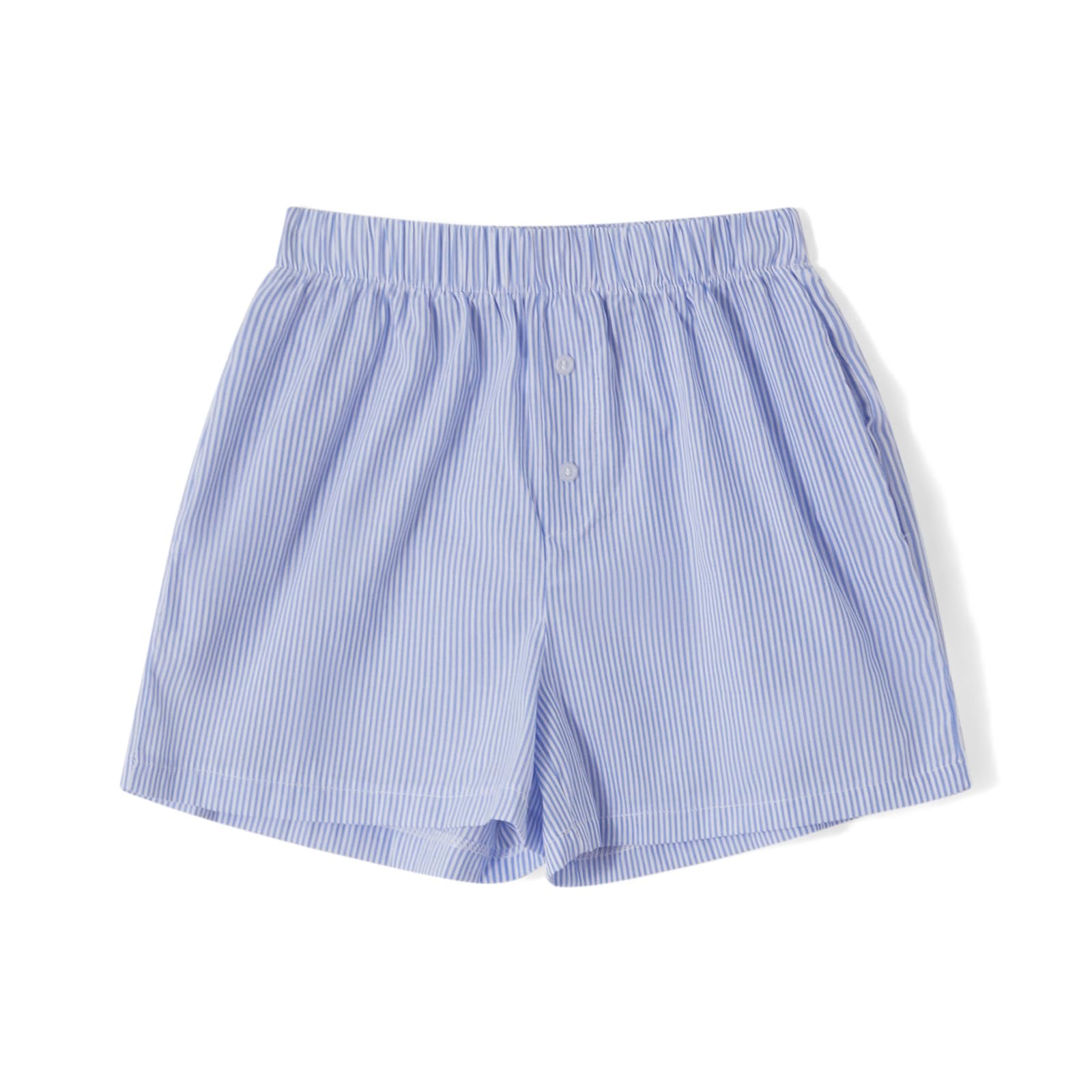 Seyurigaoka Women's Striped Boxer Shorts - Y2K Pinstripe Lounge Shorts with Button Front for Sleepwear & Summer Outfits | Perfect for Pajama Bottoms, Lounging & Casual Outings 2024