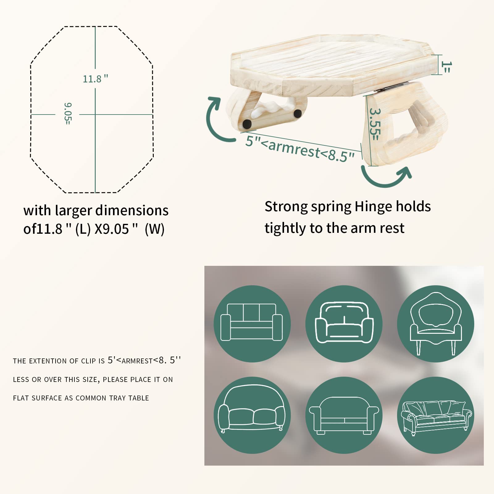 Armchair Clip Tray - Foldable Sofa Tray Table with Cup Holder for Remote Control, Phone, Drinks & Snacks | Perfect for Living Room, Bedroom & Home Theater Relaxation