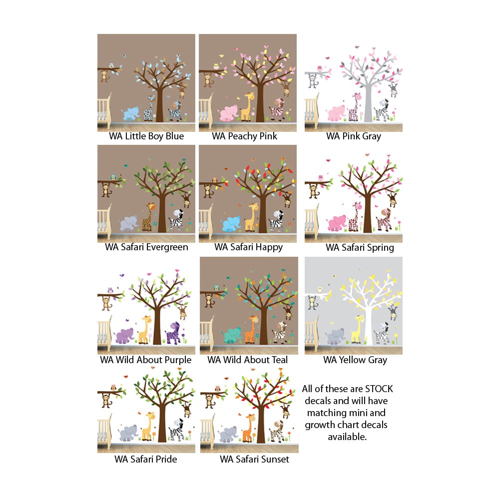 Premium Safari Wall Decals - Sunset Jungle Animal Wall Stickers with Tree, Owl & Monkey Designs | Perfect for Nursery, Kids Room & Wildlife Themed Home Decor
