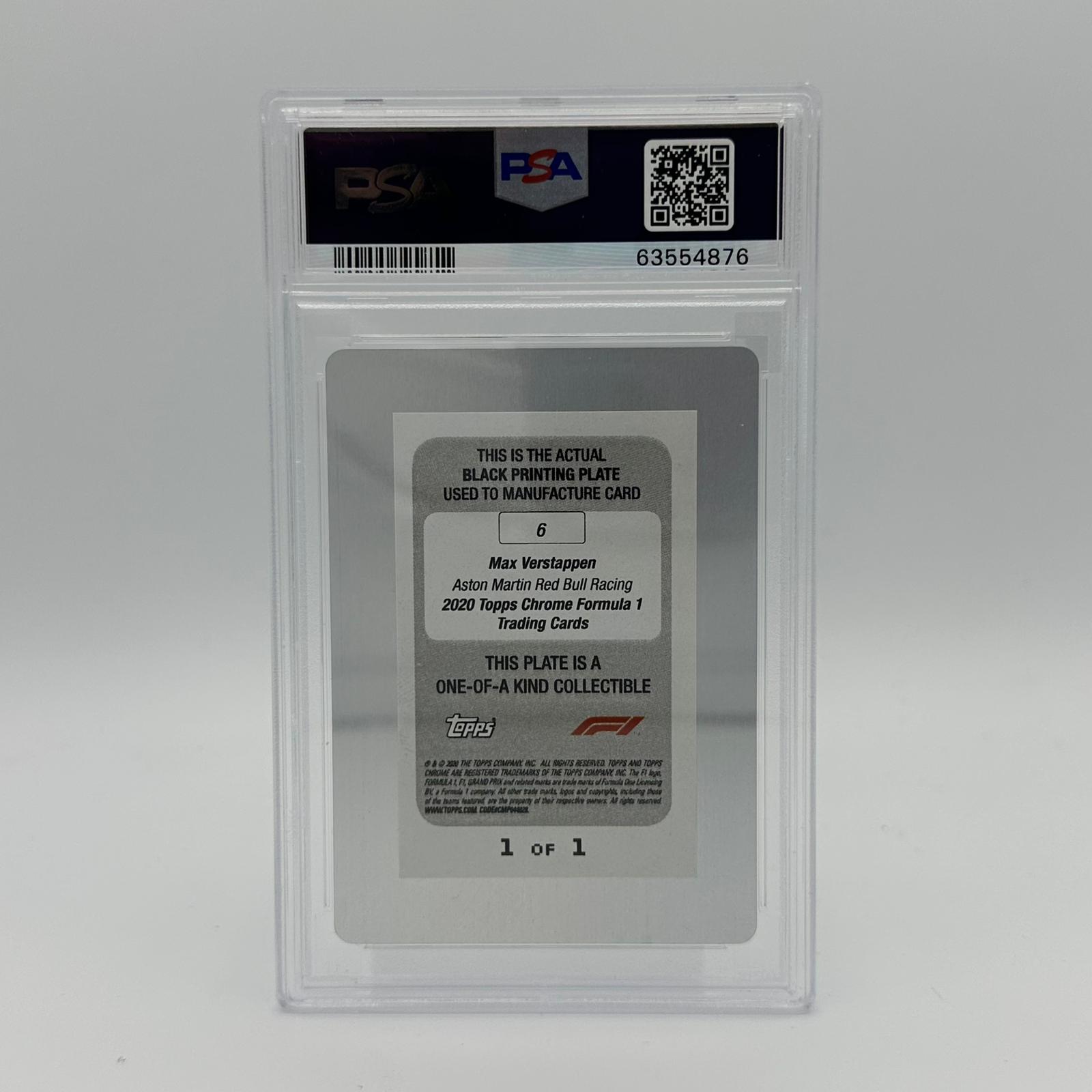 Max Verstappen #6 Black Printing Plate Chrome 2020 Rookie Card - Limited Edition Collectible for F1 Racing Fans & Memorabilia Enthusiasts