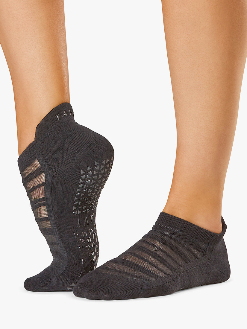 Tavi Noir Savvy Breeze Non-Slip Grip Socks for Women - Ebony Black - Perfect for Yoga, Pilates, Barre & Workout
