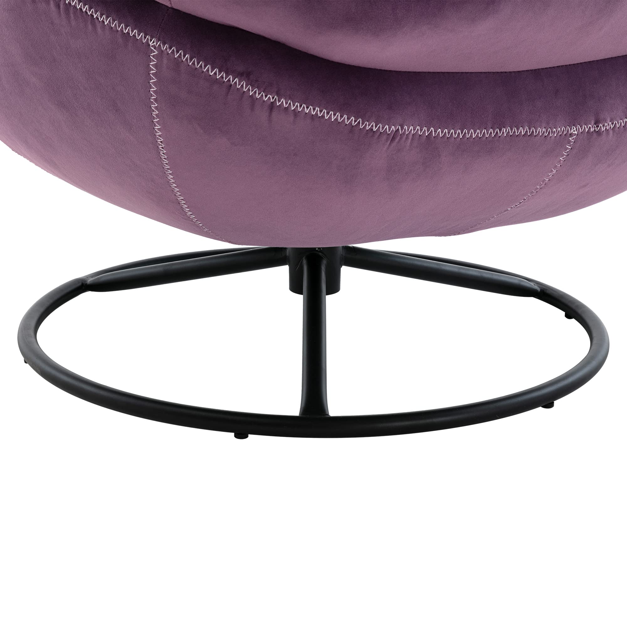 Polibi Swivel Accent Armchair with Ottoman - Modern Velvet Upholstered Lounge Chair with Sturdy Metal Frame for Living Room, Bedroom & Office - Purple Comfort Chair for Reading, TV Watching & Relaxing