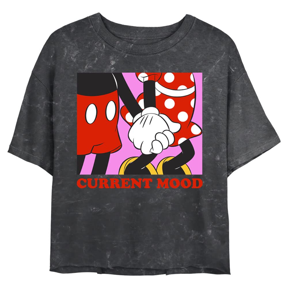 Disney Characters Current Mood Women's Mineral Wash Short Sleeve Crop Tee - Casual Summer T-Shirt for Women, Fun Graphic Tee for Disney Fans, Perfect for Theme Parks, Parties & Everyday Wear