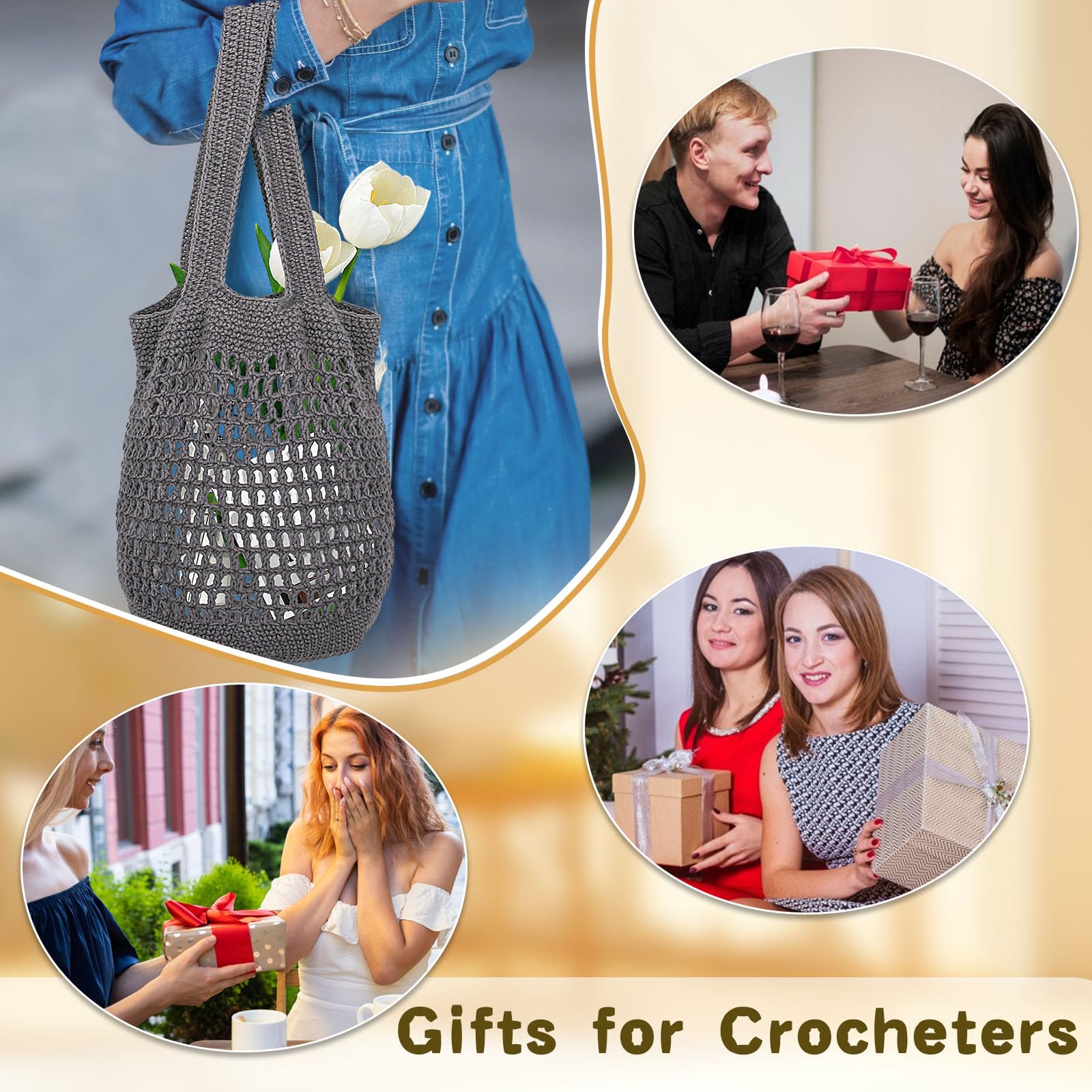 COZYMATE Beginner Crochet Kit for Adults - DIY Crochet Tote Bag with Step-by-Step Instructions & Video Tutorials (1P, Gray) - Perfect for Crafting, Gift Giving & Relaxation