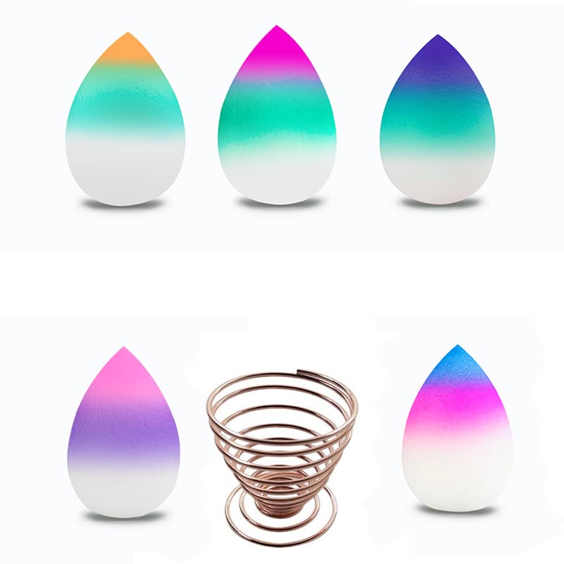 5-Piece Marbling Makeup Sponge Set - Soft Professional Beauty Blender Sponges with Sponge Holder & Egg Bottle | Water Drop Shape for Flawless Foundation & Concealer Application | Perfect for Daily Makeup, Travel & Professional Use