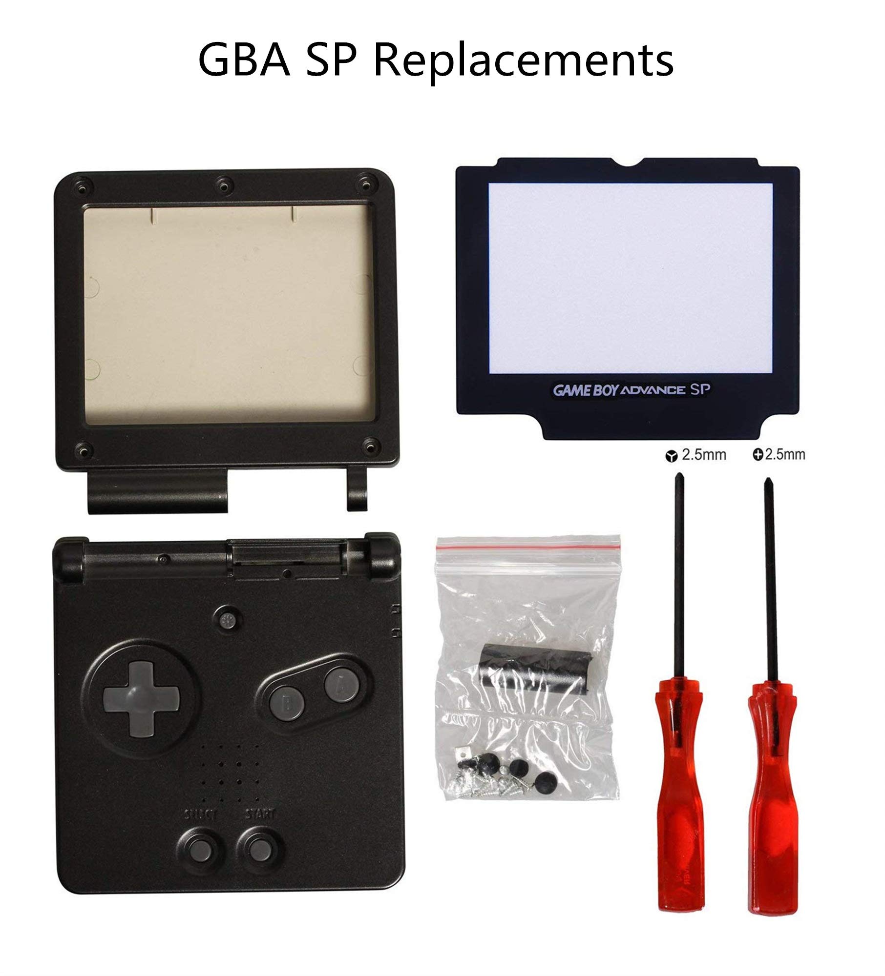 Original Nintendo GBA SP Gameboy Advance SP Full Housing Shell Replacement Kit - Black | Compatible with All GBA SP Models | Perfect for Repair, Customization & Retro Gaming Enthusiasts