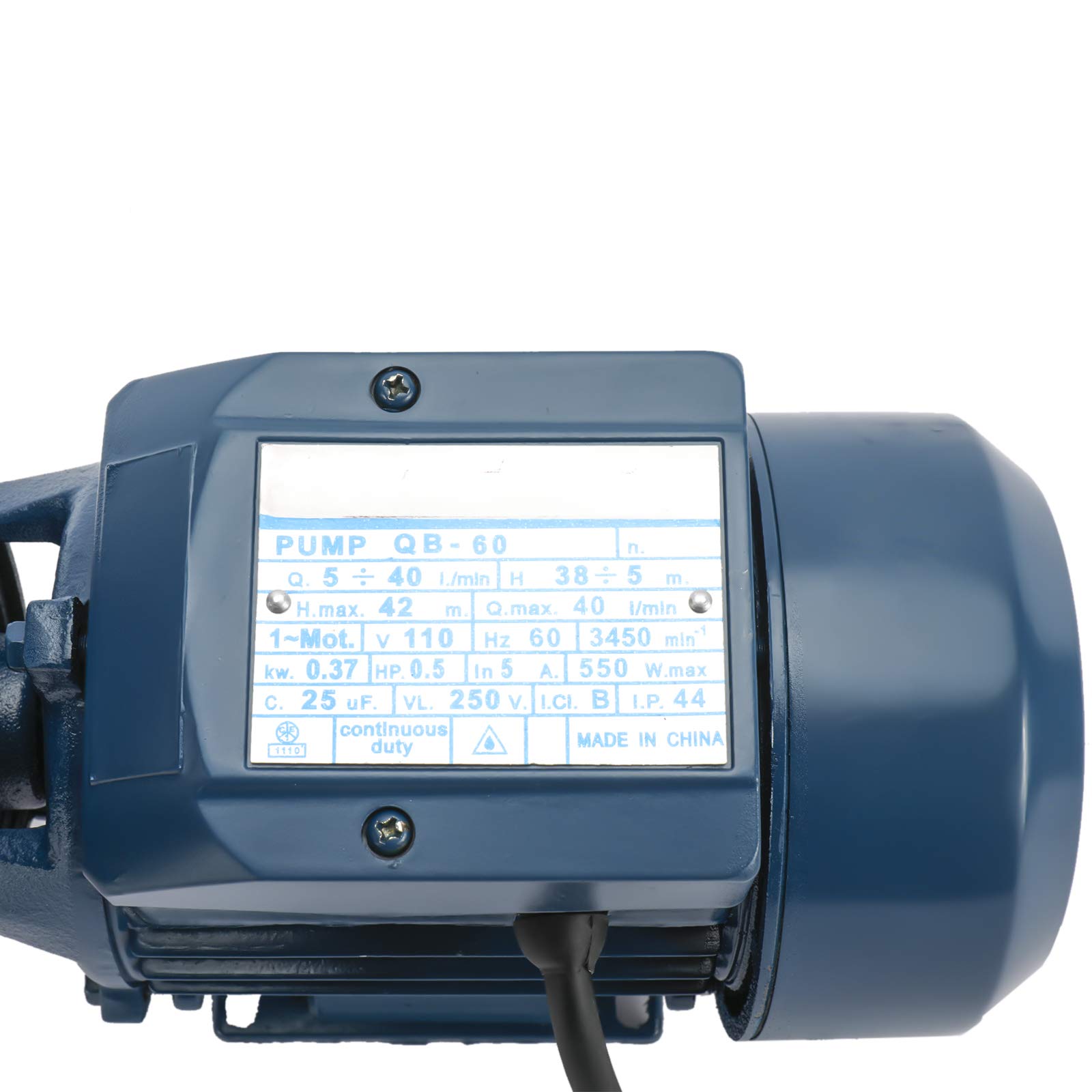 KUNTEC 1/2HP Centrifugal Clear Water Pump - Electric Industrial Grade for Farm, Pool & Pond Use - Perfect for Irrigation, Water Transfer and Fountain Applications