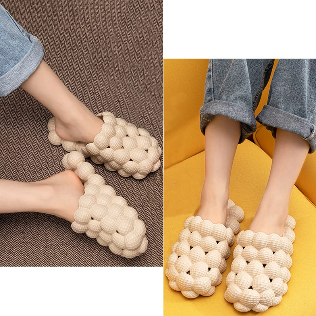 Funny Bubble Slippers Massager - Unisex Soft Pillow Slides for Men & Women - Comfortable House Slippers, Beach Sandals with Creative Bubble Design - Perfect for Relaxation, Spa, and Indoor/Outdoor Use