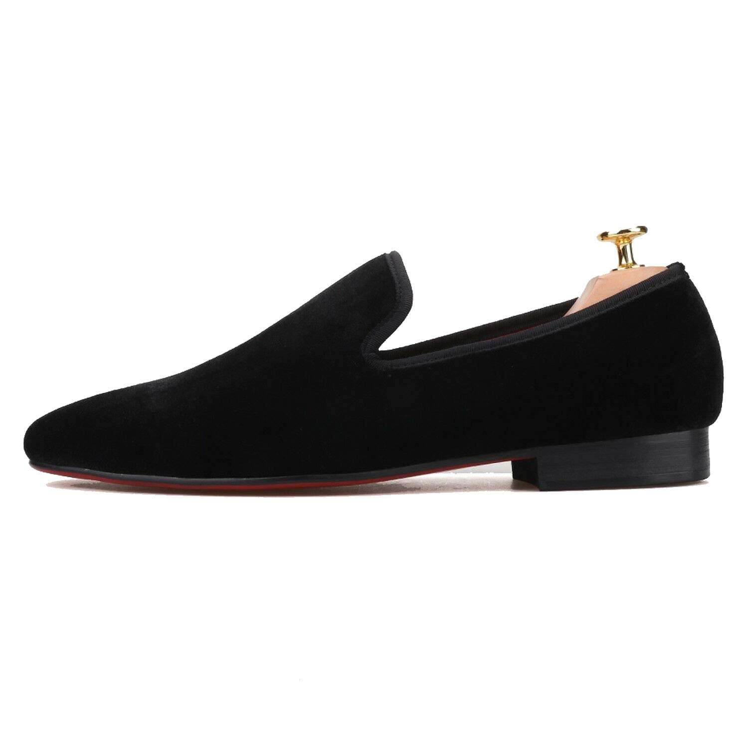 FERUCCI Black Velvet Square Toe Loafers - Women's Comfortable Slip-On Flats for Wedding, Prom, Party & Casual Wear