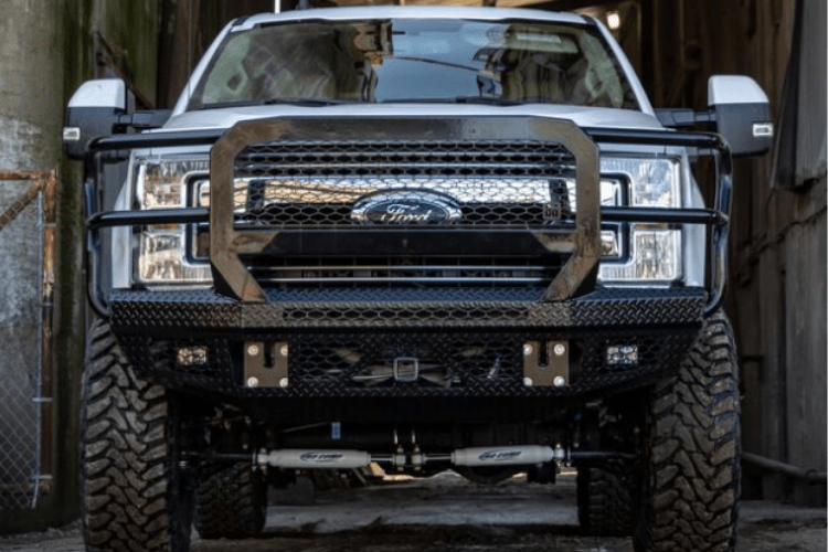 Bodyguard JEF17BNG Heavy Duty Front Bumper for 2017-2022 Ford F250/F350 Super Duty - No Sensor Design with Fog Light Cutouts & Receiver Tube - Perfect for Off-Roading, Truck Protection & Custom Builds
