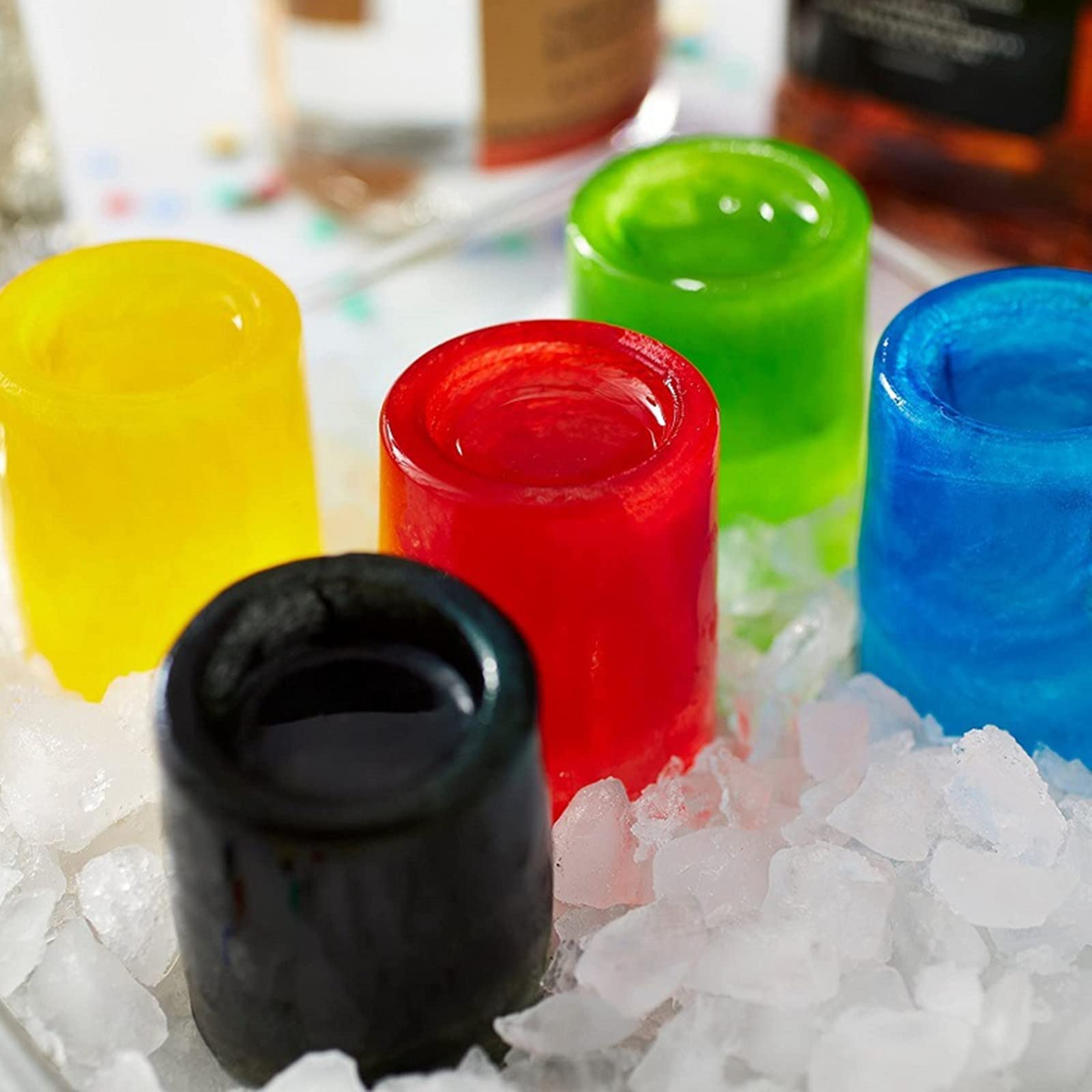 4 Pcs 4-Cavity Silicone Ice Cube Molds for Round Shot Glasses - Reusable, BPA-Free, Easy Release (Red) - Perfect for Cocktails, Parties, and Home Bars