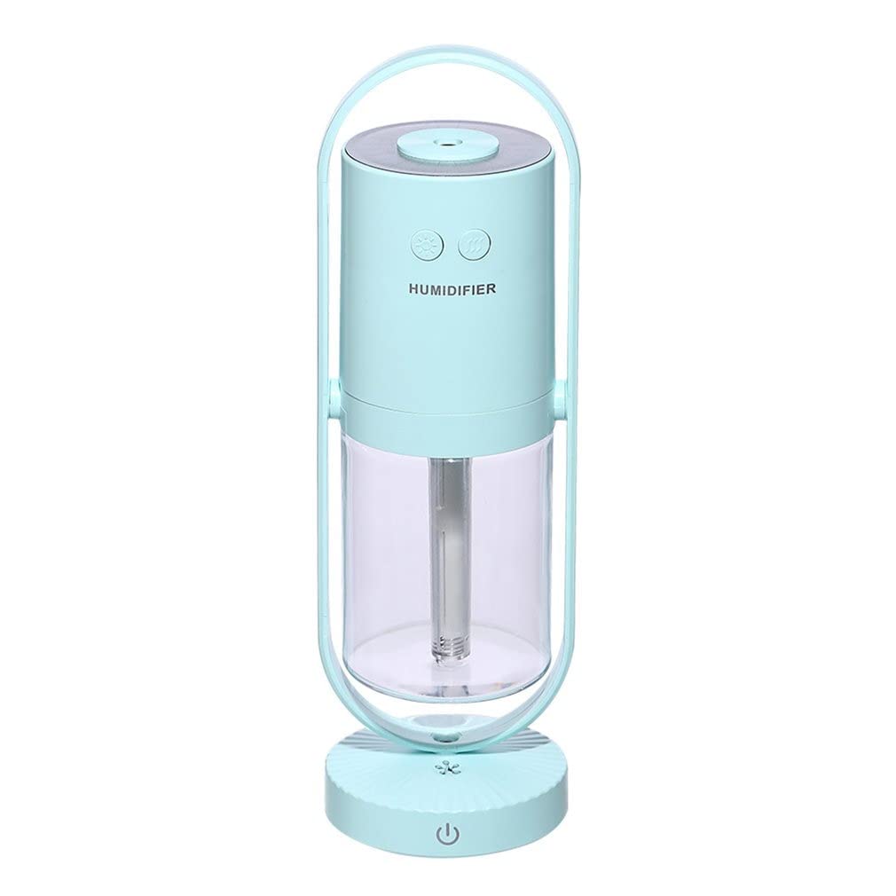 200ml Mini Humidifier with Night Light - Portable Air Humidifier for Car, Office & Home - Ultra Quiet Rotating Mist Maker for Bedroom, Nursery & Dry Skin Relief (Blue) | Perfect for Travel, Work & Baby Room