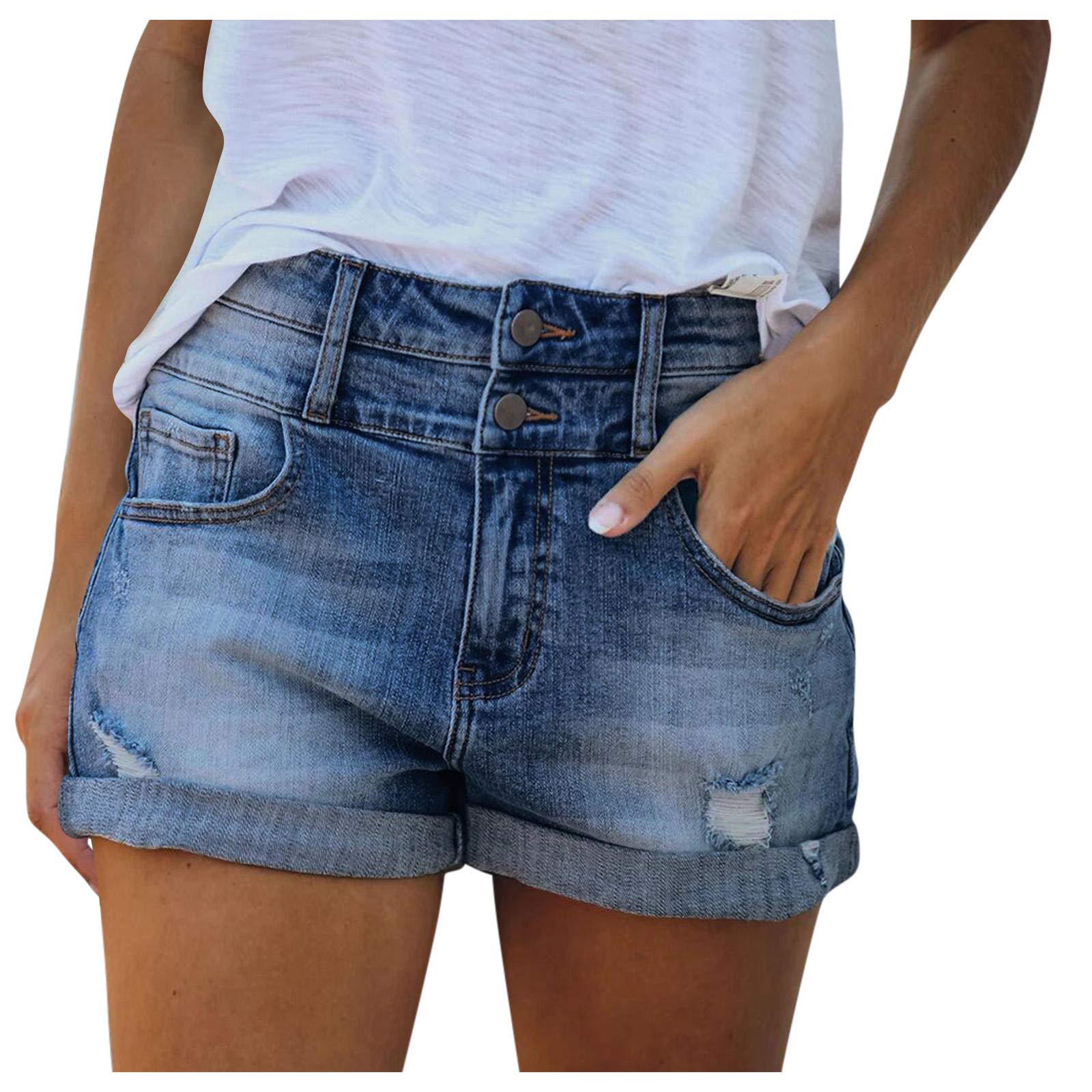 Women's Denim Shorts - Frayed Raw Hem Ripped Slim Fit Sexy Jeans Shorts for Summer | Casual Outfits, Beachwear & Street Style