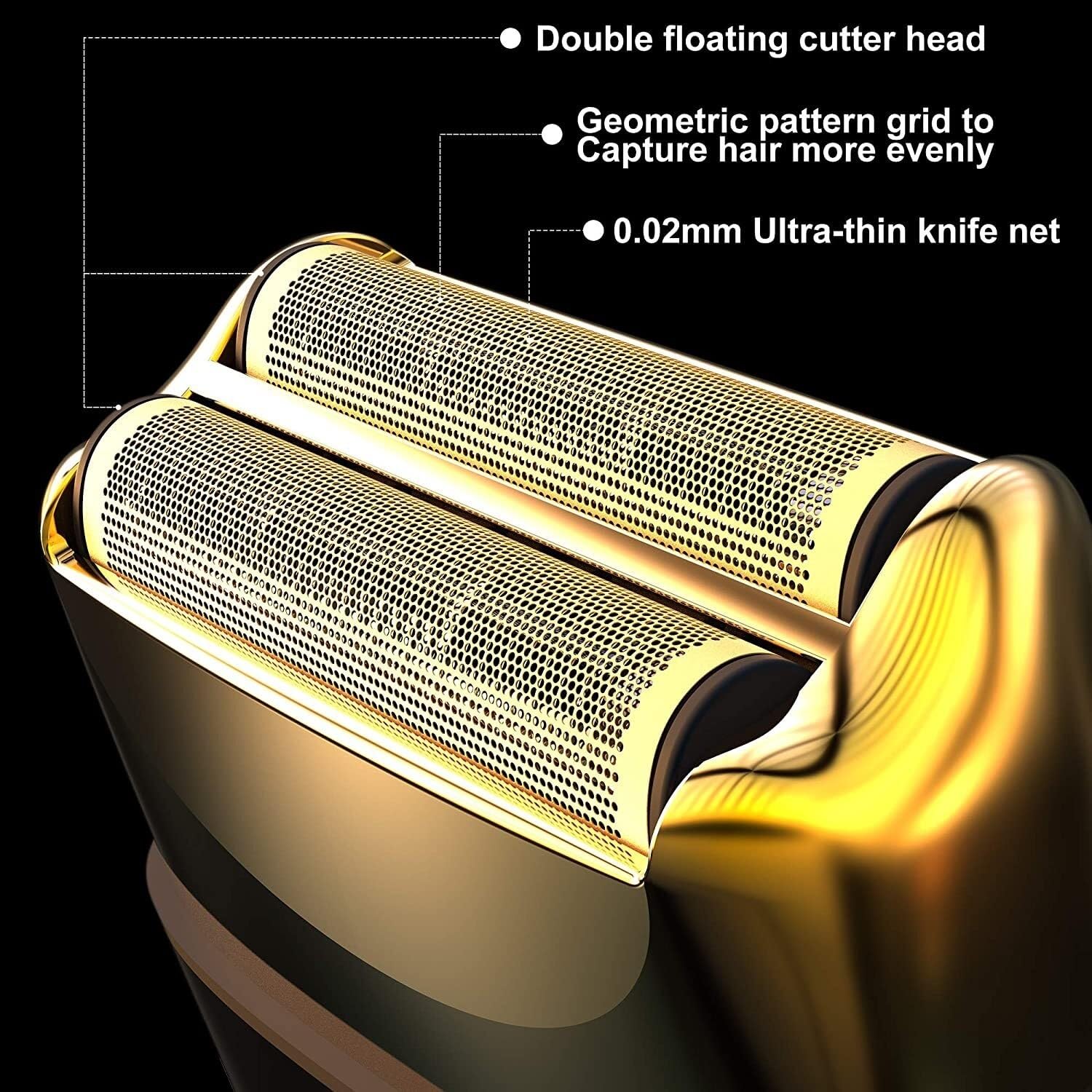 Premium Full Metal Electric Shaver for Men - Rechargeable Beard Trimmer & Bald Head Shaving Machine with Precision Fade Blades (Gold, Gift Box) - Perfect for Home, Travel & Barber Salon Use