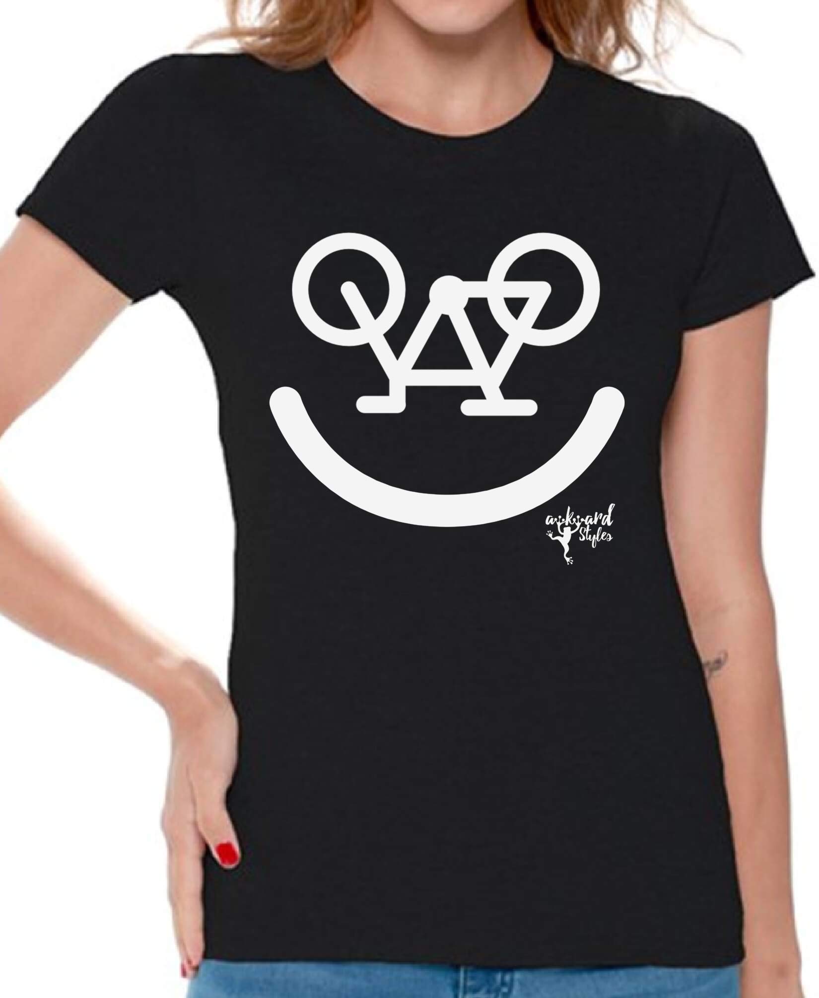 Awkwardstyles Women's Smile Bike Graphic T-Shirt - Bicycle Lover Tank Top with Free Bookmark - Perfect for Cycling Enthusiasts & Casual Summer Outfits