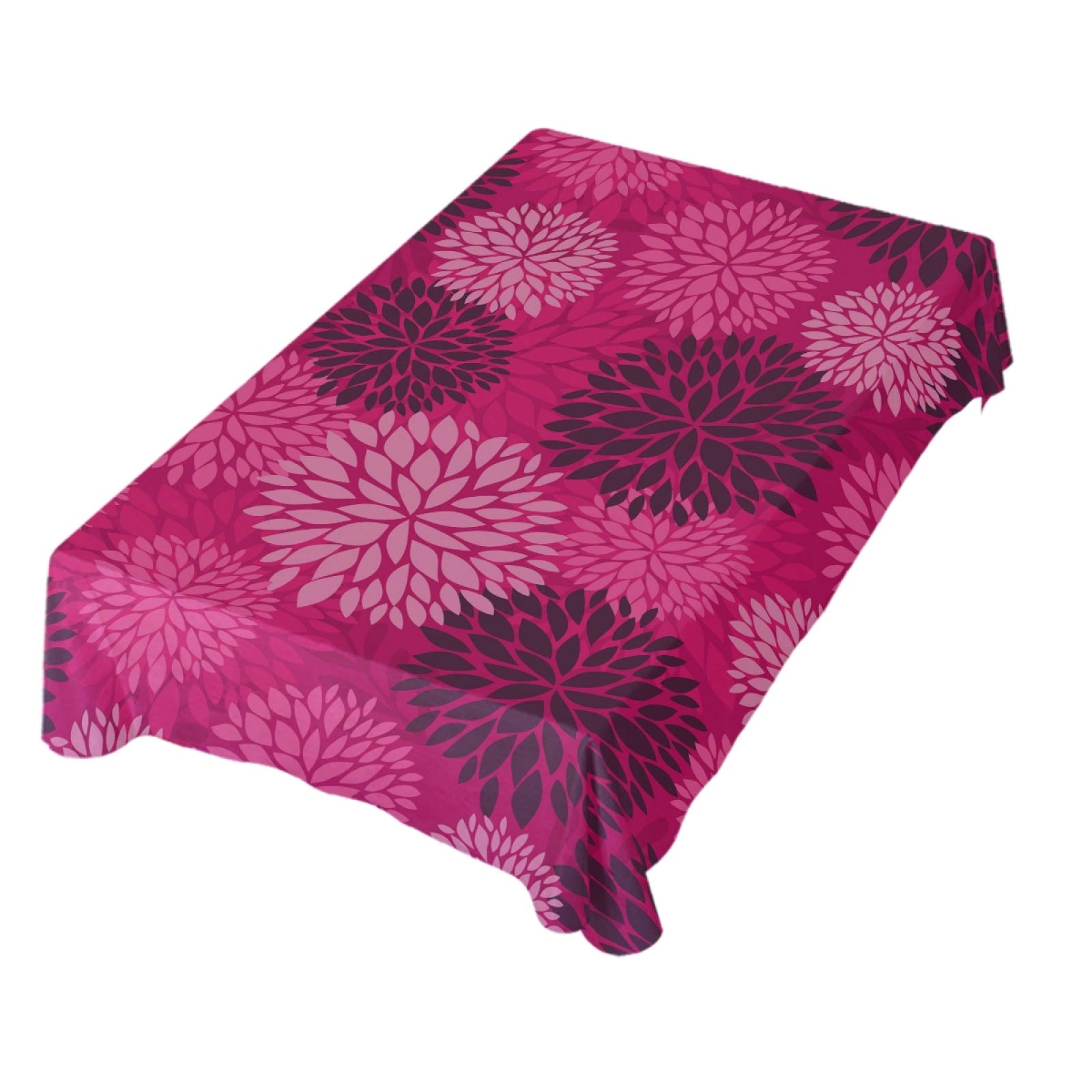Abstract Dahlia Red Polyester Tablecloth 54 x 72 Inch - Rectangle Party Table Cover for Dinner Decorations, Holiday Celebrations & Wedding Reception Decor