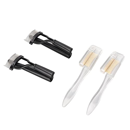4pcs Stainless Steel Eyelash Comb & Eyebrow Brush Set - Long Handle, Portable & Safe for Women's Makeup - Perfect for Salon, Travel & Home Use