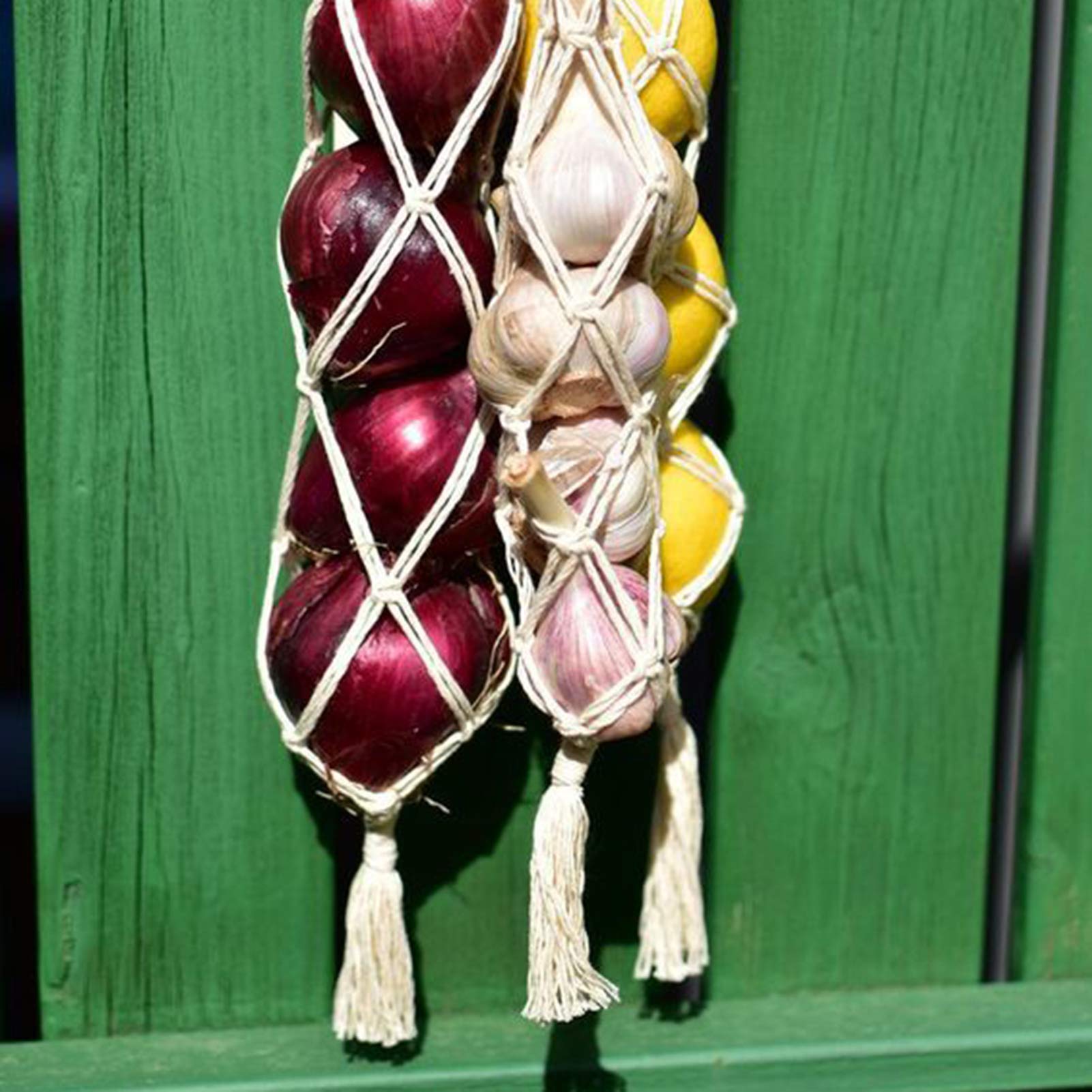 Reusable Mesh Hanging Storage Bags for Vegetables, Onions, Potatoes - Drawstring Net Tote Bags for Kitchen Organization | Perfect for Pantry, Grocery Storage & Space Saving