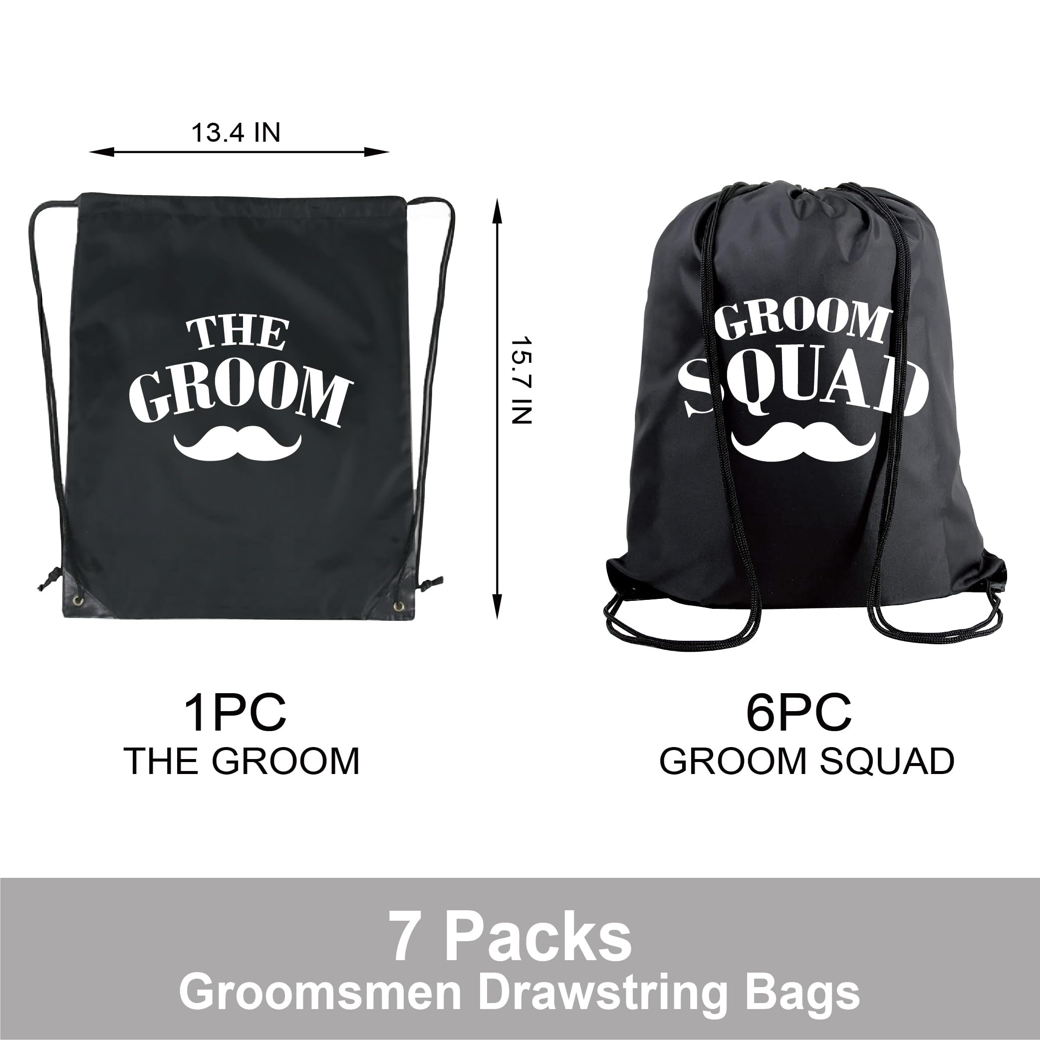 7-Pack Groomsmen Gift Bags With Drawstring - Wedding Party Favors for Groom Squad, Bachelor Party & Bridal Shower - Perfect for Wedding Accessories & Groomsmen Proposal Gifts