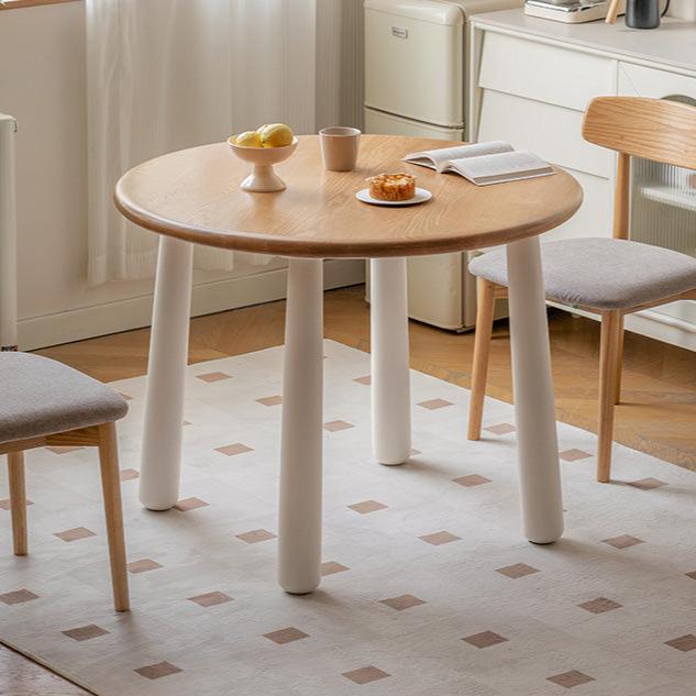 Oak Solid Wood Modern Round Dining Table - Elegant & Durable for Home, Office, and Conference Room Meetings