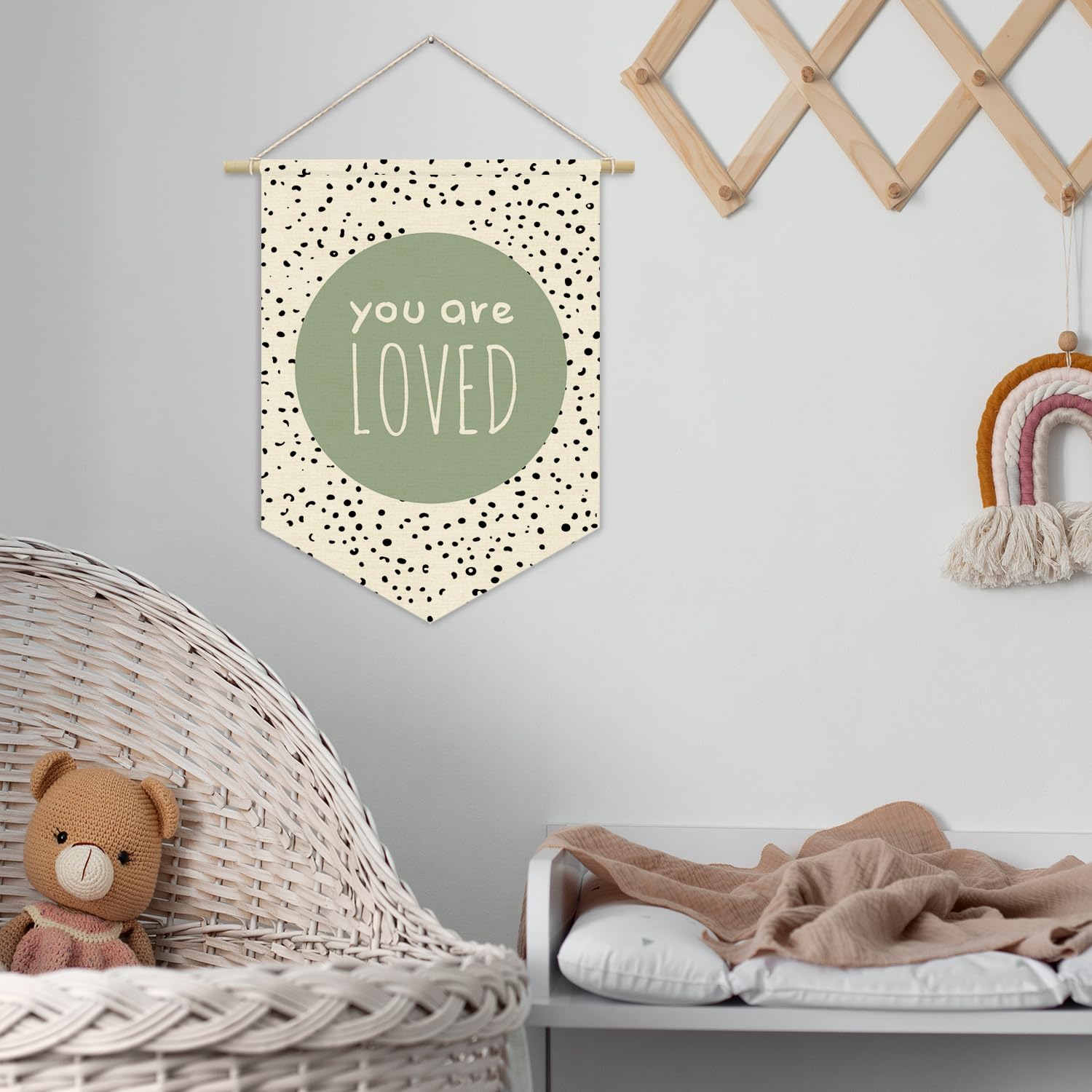Sage Green Inspirational Canvas Banner - Nursery & Kids Room Decor for Playroom & Homeschool