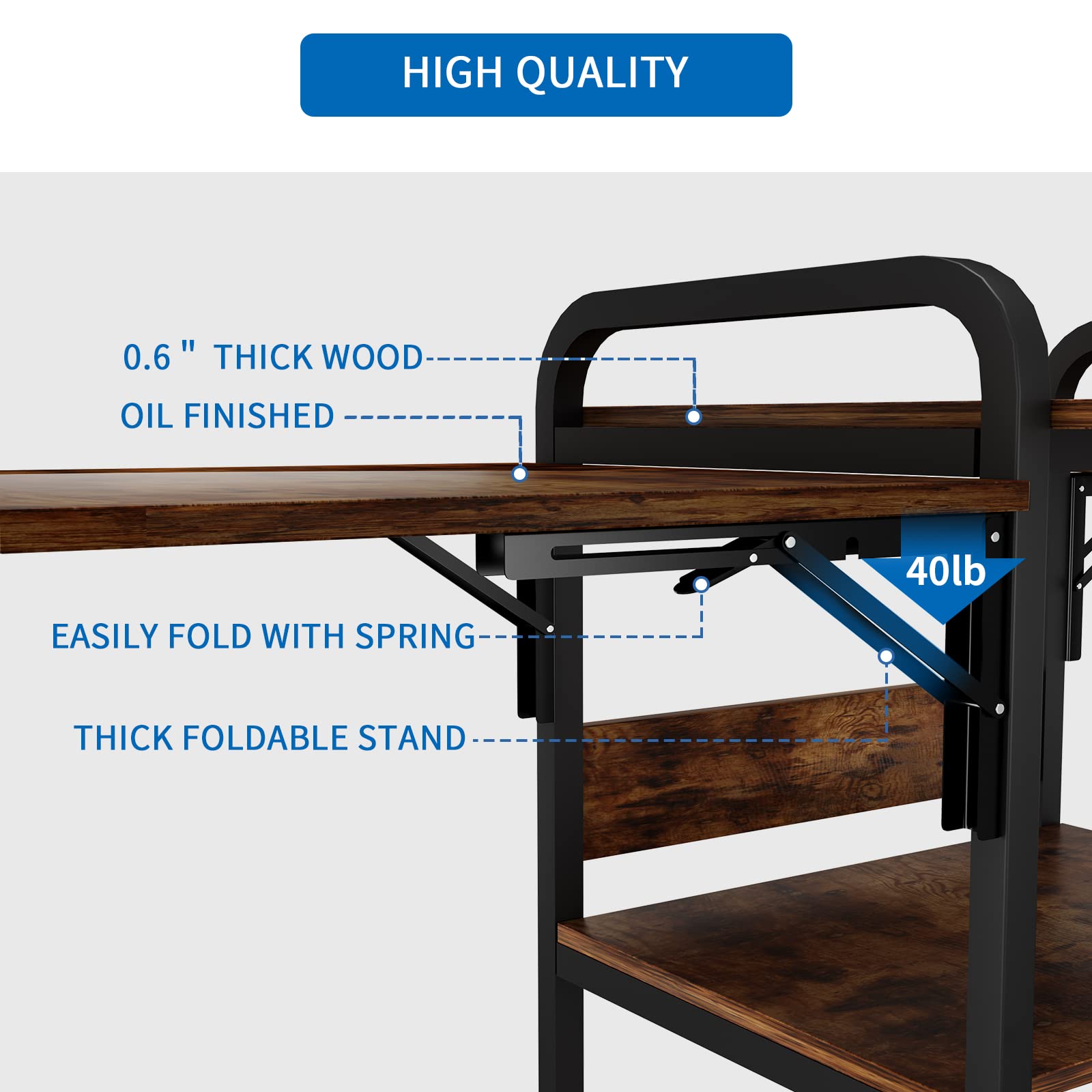 PUNCIA 3-Tier Heavy Duty Rolling Heat Press Table - Foldable Heat Transfer Machine Stand with Metal Shelves for Sublimation Printing | Portable Workbench for T-Shirt, Mug & DIY Crafts | Home & Workshop Organization Storage Solution