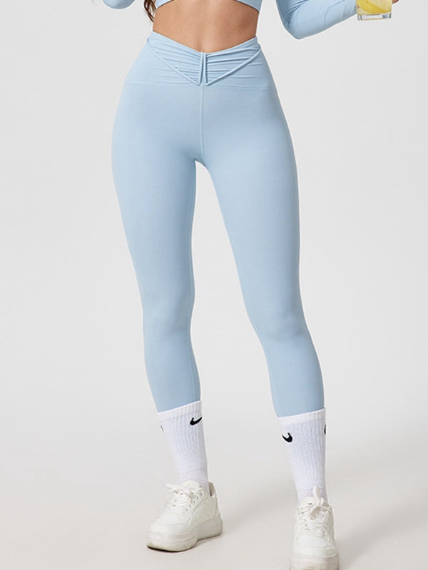 ZASUWA Women's V-Shape Waist High Waist Leggings - Tummy Control Workout Yoga Pants for Running, Gym & Everyday Wear