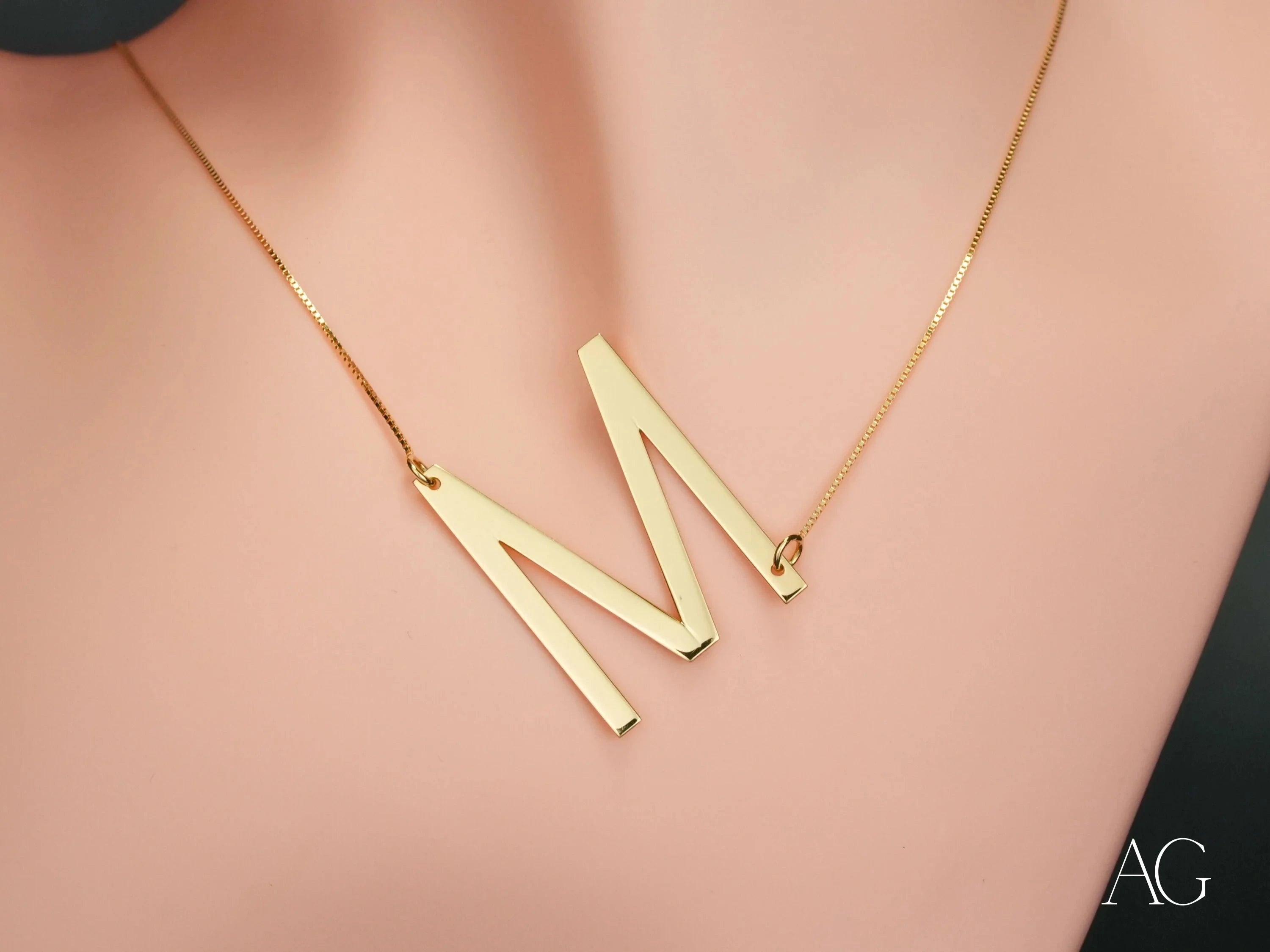 Personalized Initial Letter Pendant Necklace - Custom Name Necklace with 18