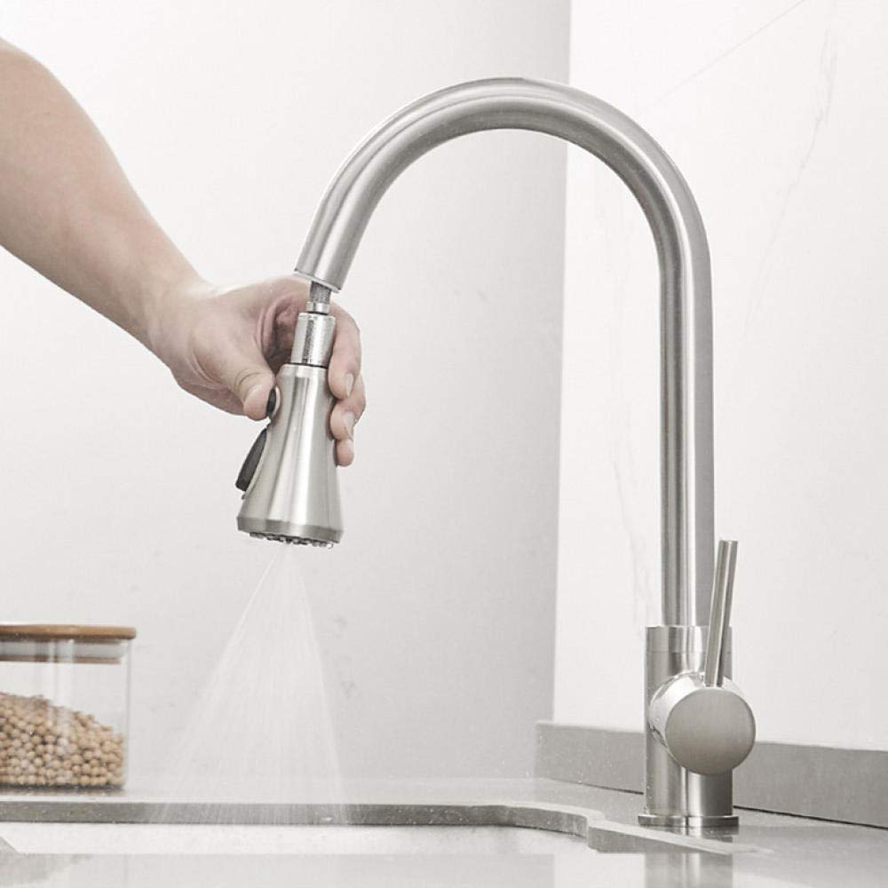 3-in-1 Pull Out Kitchen Faucet with Sprayer - Hot & Cold Water Mixer Tap - 3 Function Spray Modes (Stream/Spray/Pause) - Perfect for Washing Dishes, Filling Pots & Cleaning Sinks