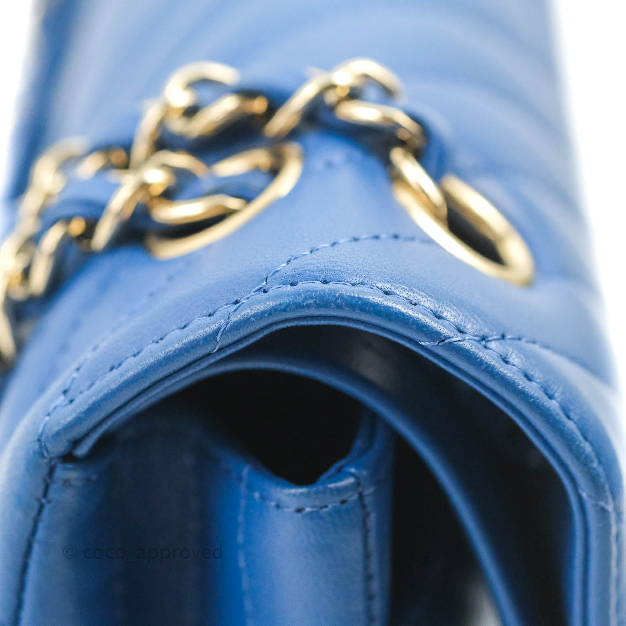 Chanel Classic Chevron Small Double Flap Bag in Blue Lambskin Leather with Gold Hardware - Luxury Crossbody Purse for Women, Perfect for Evening Events & Date Nights