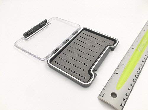 Premium Fly Fishing Tackle Box - Waterproof Plastic Storage Case with Foam Insert for Hooks & Flies (3.7x5.4 Inch) - Ideal for Stream, River & Saltwater Fly Fishing