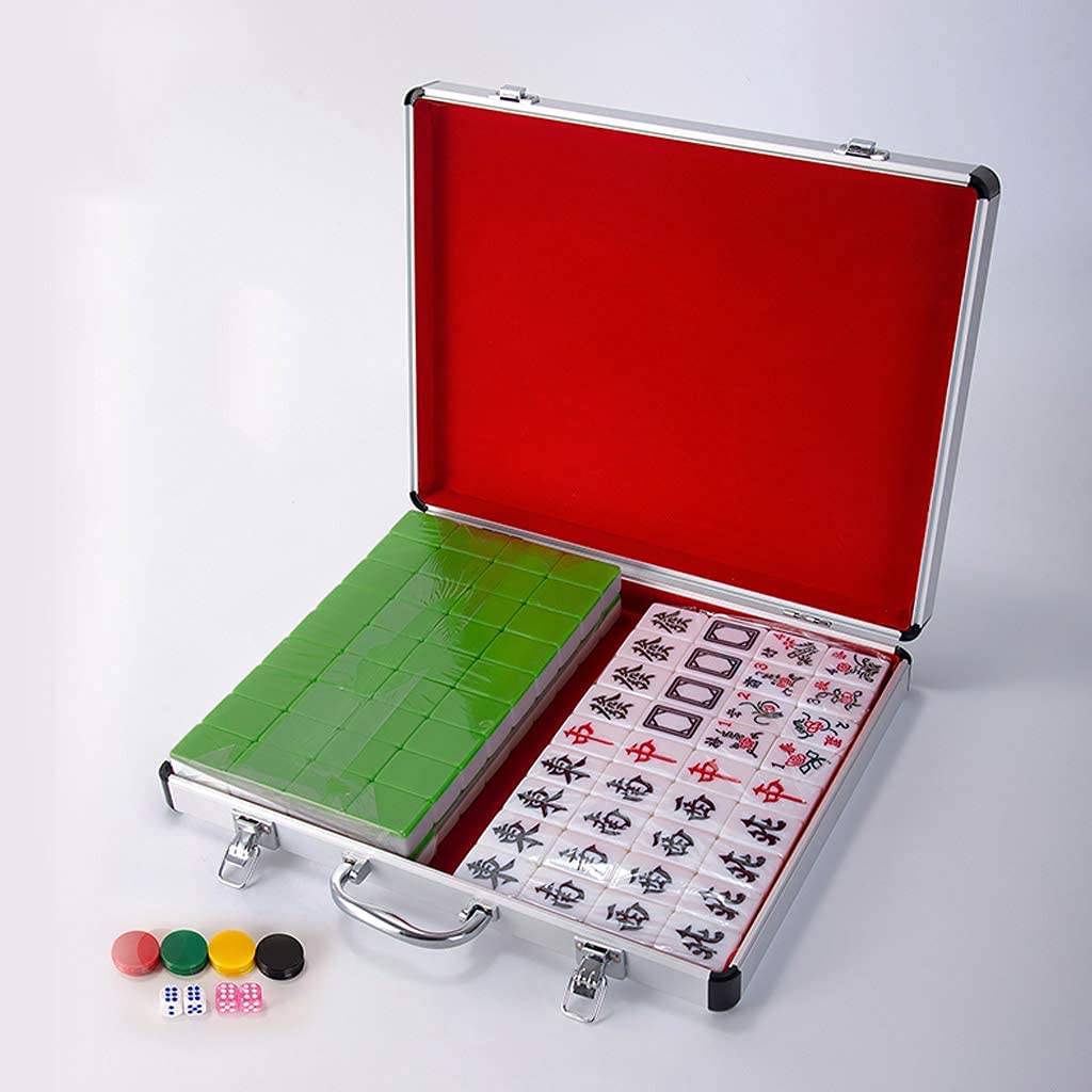 Premium Acrylic Mahjong Set with Aluminum Alloy Gift Box - Classic Chinese Tile Game for Family & Friends - Perfect for Game Nights, Parties, and Cultural Entertainment