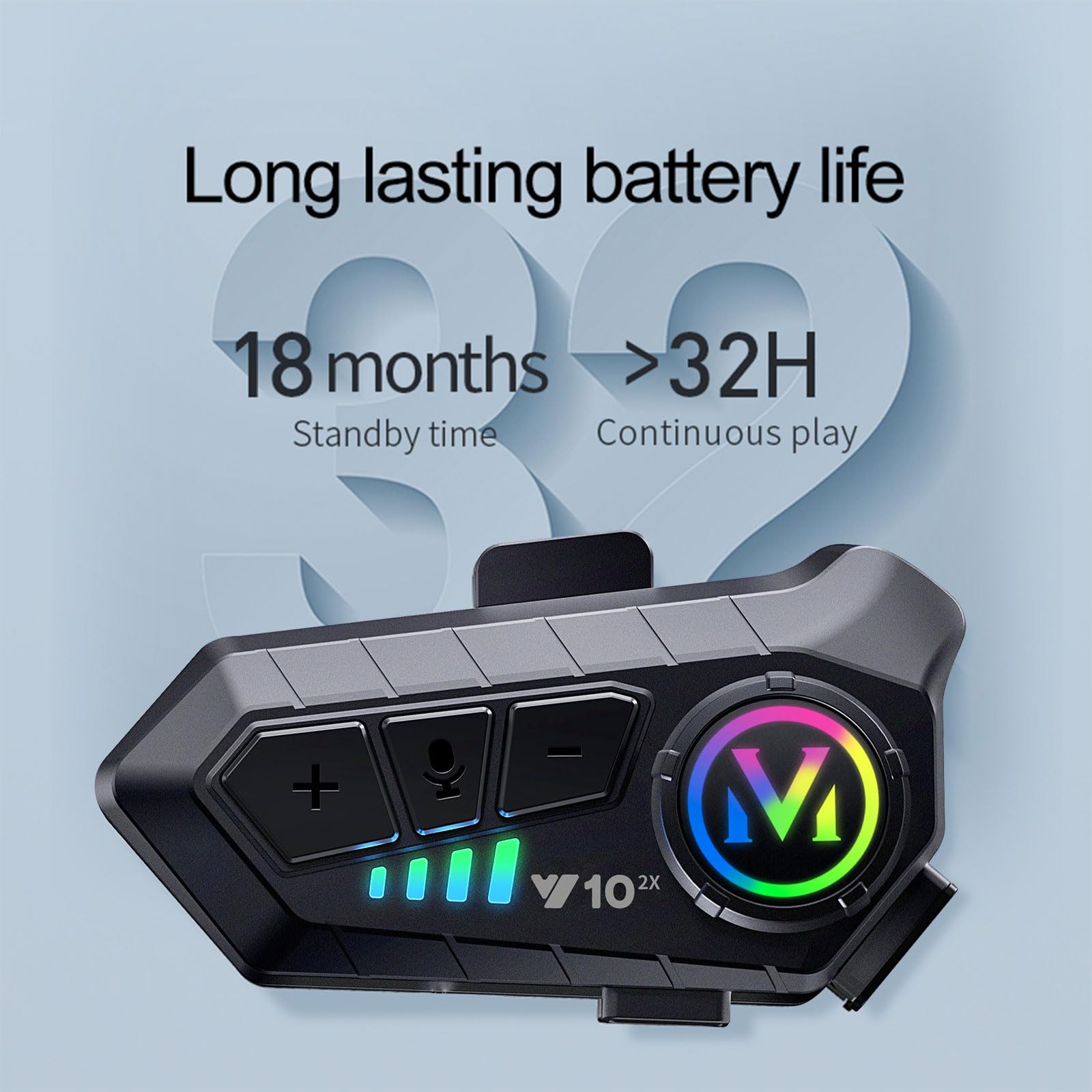Y10-2X Motorcycle Bluetooth Helmet Headset - Dual 300m Intercom, Bluetooth 5.3, Smart Noise Cancelling, HiFi Sound, IPX6 Waterproof - Perfect for Road Trips & Group Riding with Full Face Helmets