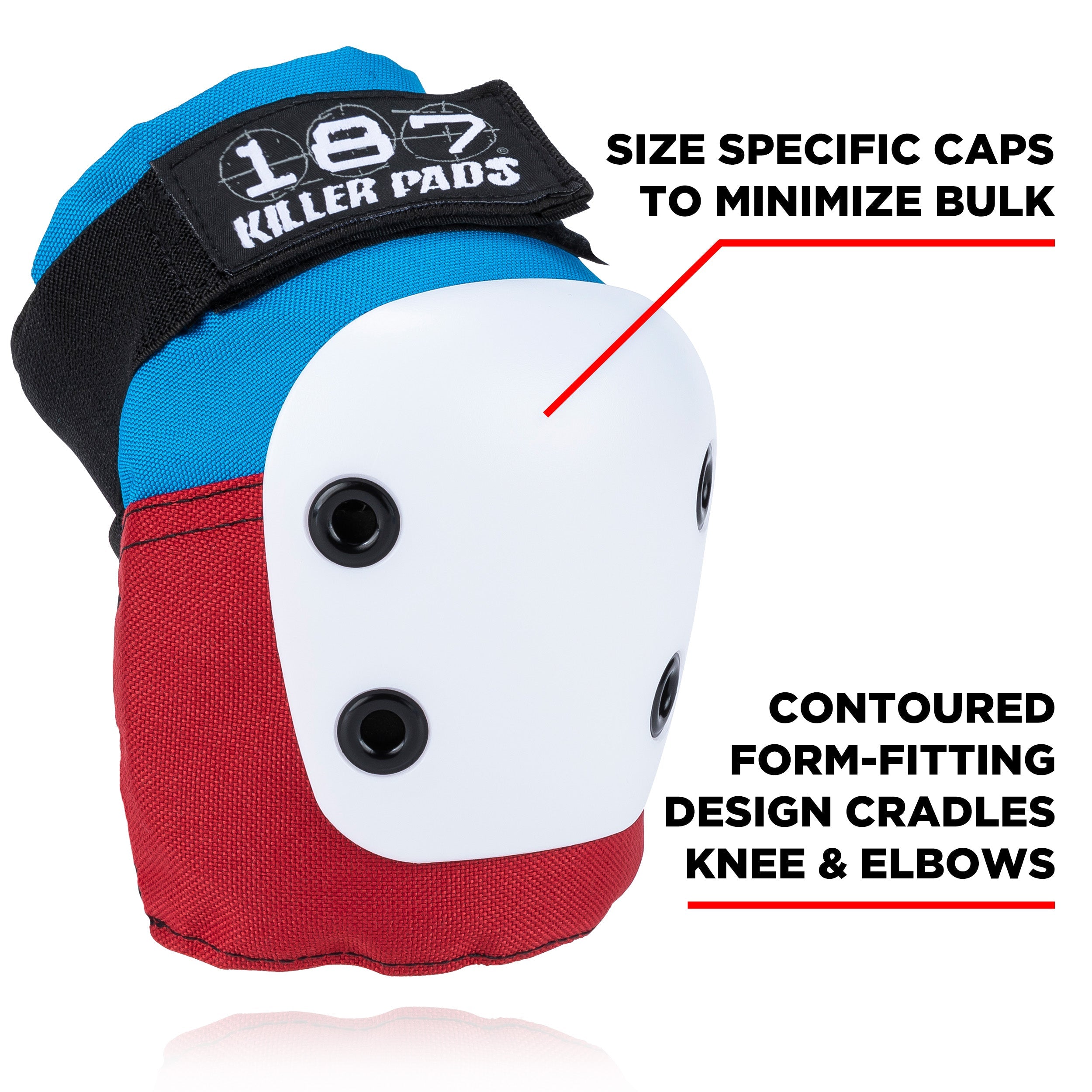Best Knee & Elbow Pads Set for Sports & Work - Red, White & Blue Protective Gear for Skating, Cycling, Construction & Fitness Activities
