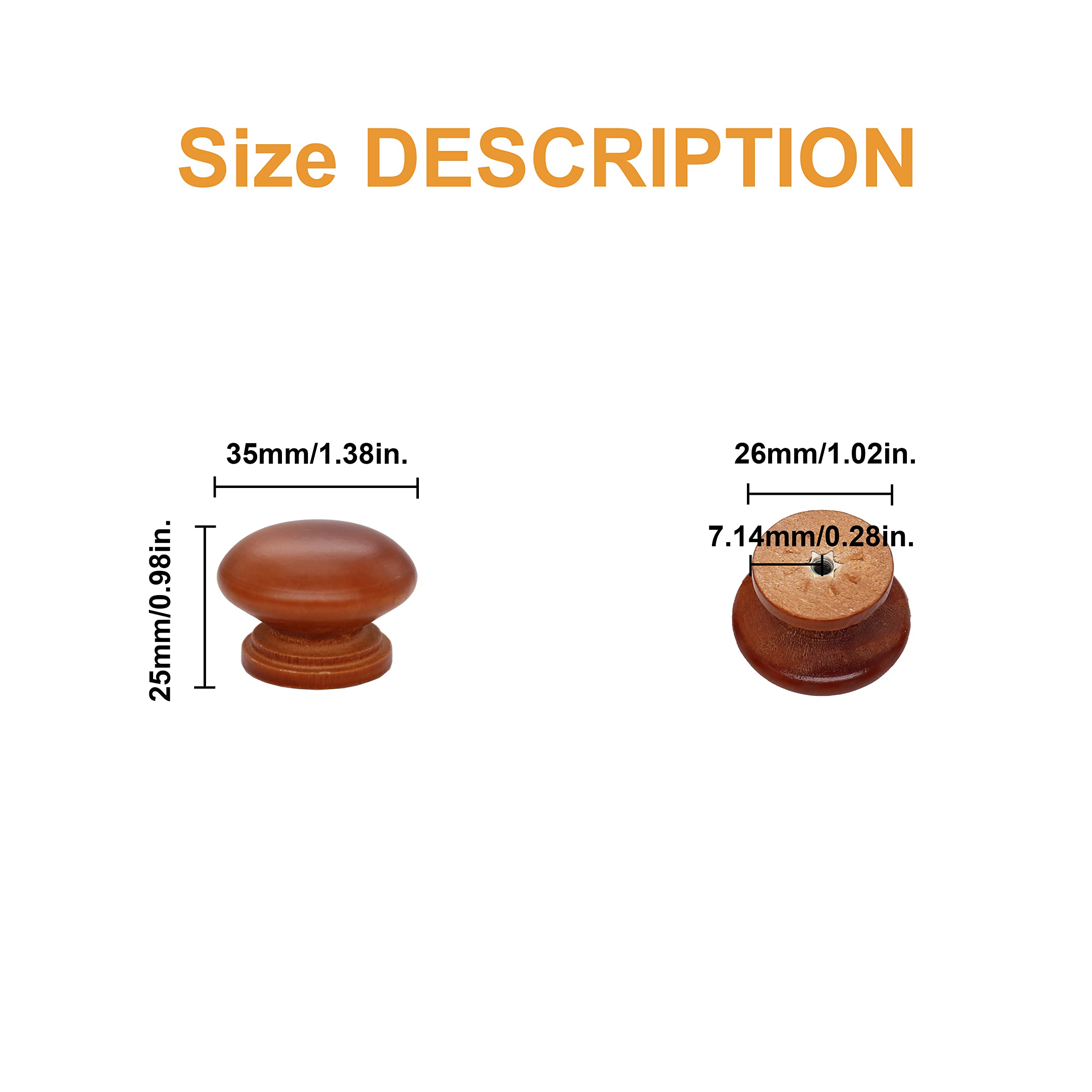 binifiMux 10-Pack 1.38 Inch Round Wooden Cabinet Knobs - Dark Red Vintage Drawer Pulls for Dresser, Cupboard & Furniture (Perfect for Bedroom, Bathroom & Kitchen Cabinets)