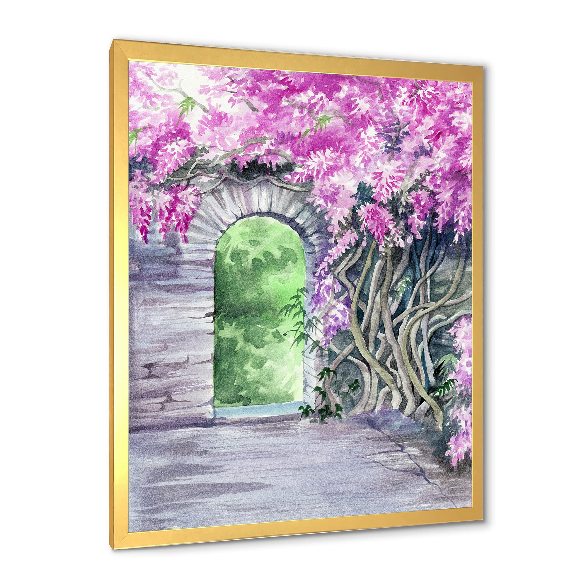 Blossoming Wisteria Garden Wall Art - Traditional Framed Floral Painting for Home Decor | Perfect for Living Room, Bedroom & Office