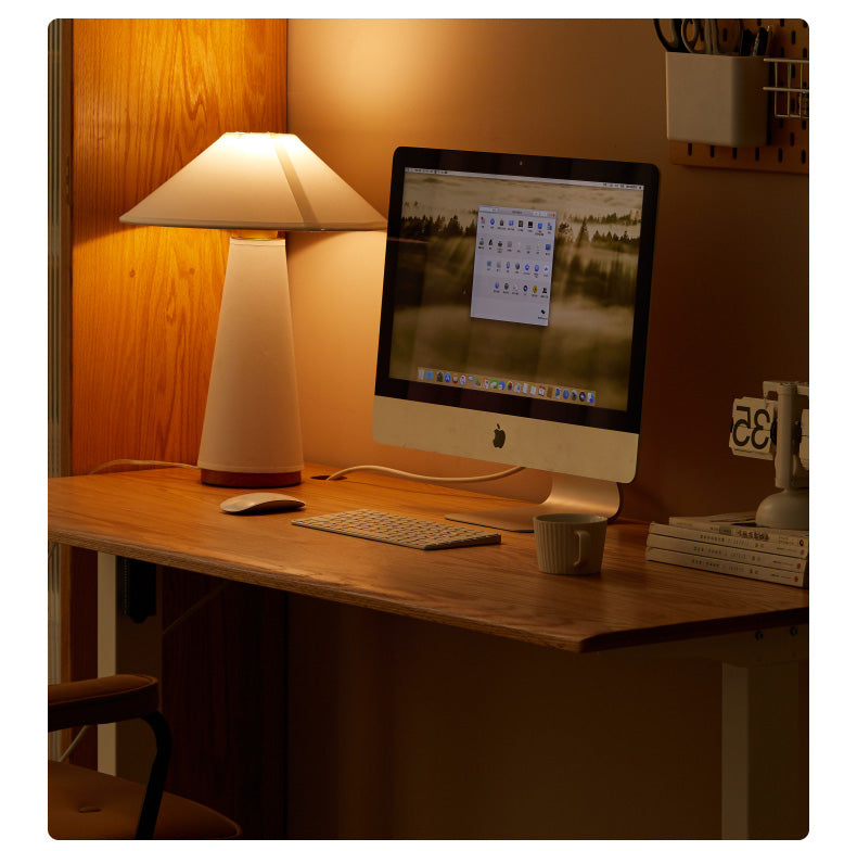 Premium Solid Oak & Black Walnut Electric Height Adjustable Standing Desk - Ergonomic Home Office Workstation for Remote Work & Study
