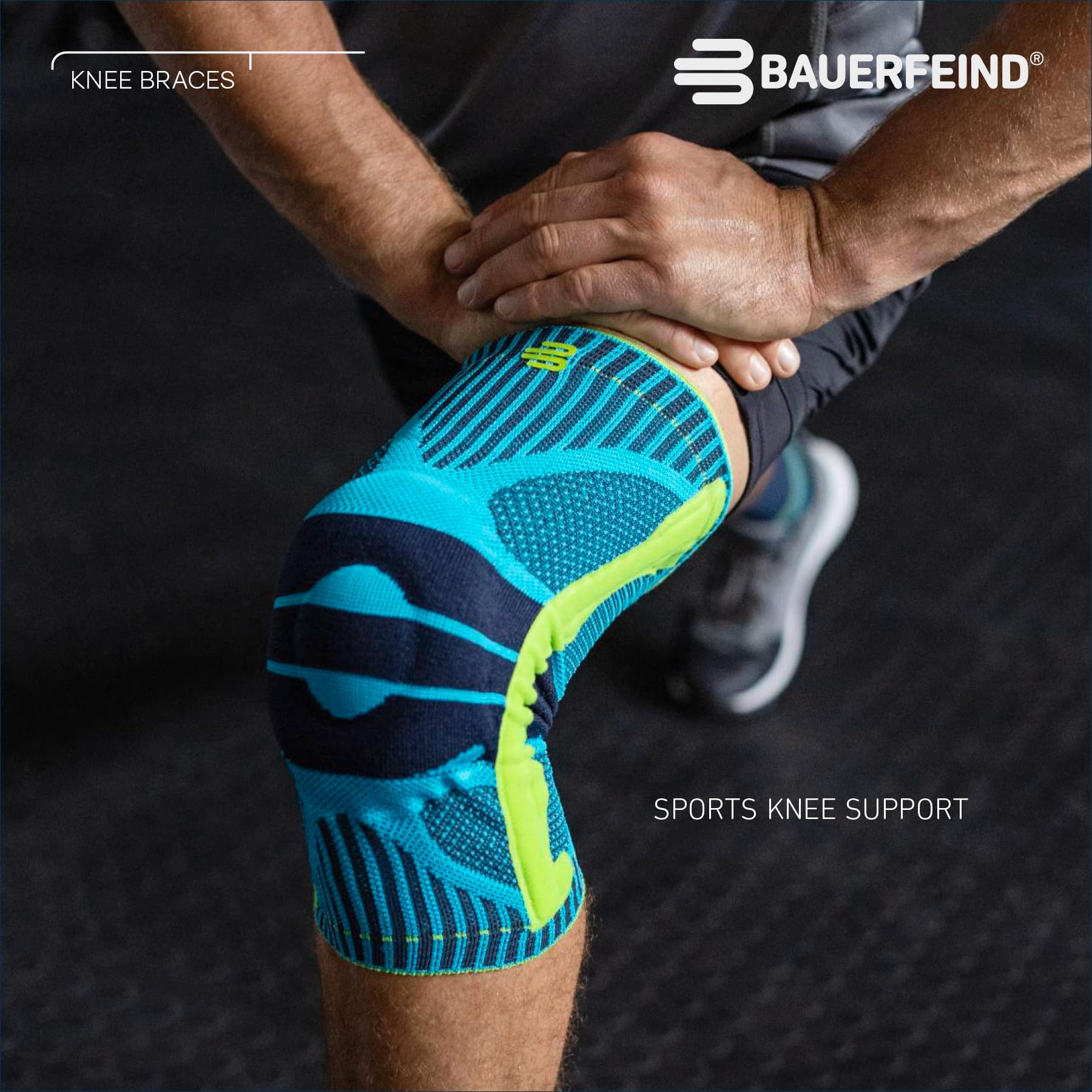 Bauerfeind Sports Knee Support Brace - Breathable Compression Sleeve for Running, Basketball & Workouts - Medical Grade Support for Pain Relief & Injury Prevention - Moisture Wicking, Lightweight & Washable (Black, Large) - Ideal for Athletes, Gym Training & Active Lifestyles