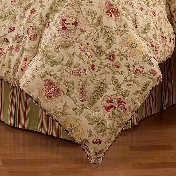 Waverly Imperial Dress Jacobean Floral Reversible 4-Piece Comforter Set - Soft All Season Bedding, Full/Queen Size, Antique Design for Cozy Bedroom Decor & Guest Room Styling