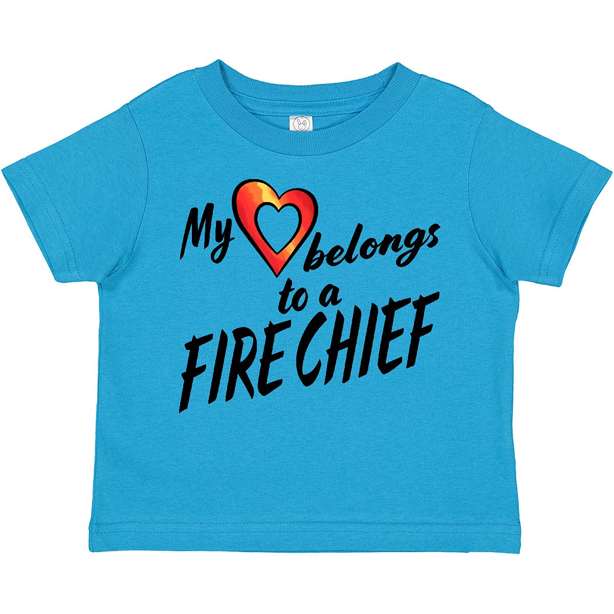 inktastic My Heart Belongs to a Fire Chief Toddler T-Shirt - Red Heart Design for Kids, Birthday Gifts & Firefighter Apparel